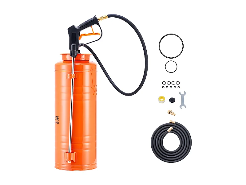 Edelstahl-Sprühgerät SucceBuy für den Industriellen Einsatz, 13,2 l, Handpumpe, mit 52 cm Langer Spritzlanze, 1,2 m und 3 m Langem Schlauch, 2 Messingdüsen