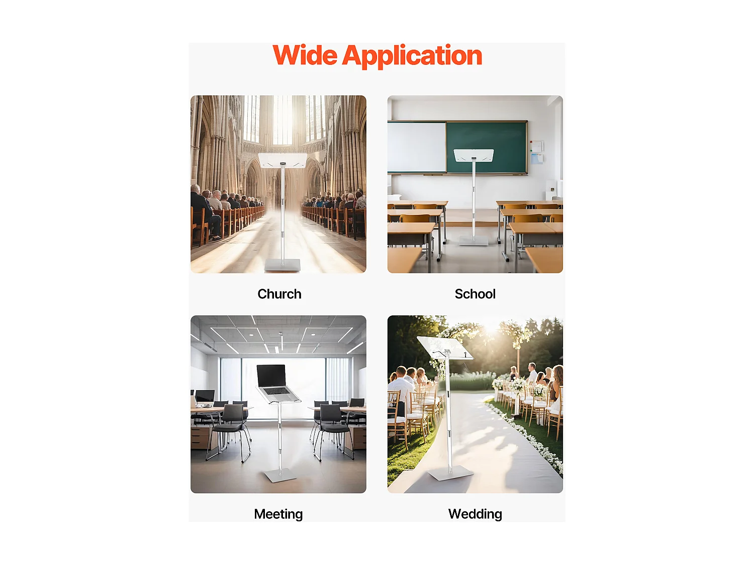 Lessenaar SucceBuy 104,5 cm, Podium op Poort van Acryl, Lessenaar voor Presentatie met Groot Leesopper vlak en Boekenklemmen