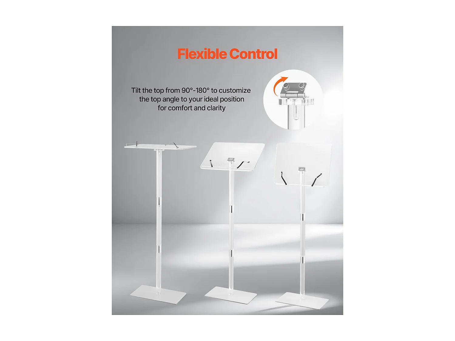 Lessenaar SucceBuy 104,5 cm, Podium op Poort van Acryl, Lessenaar voor Presentatie met Groot Leesopper vlak en Boekenklemmen