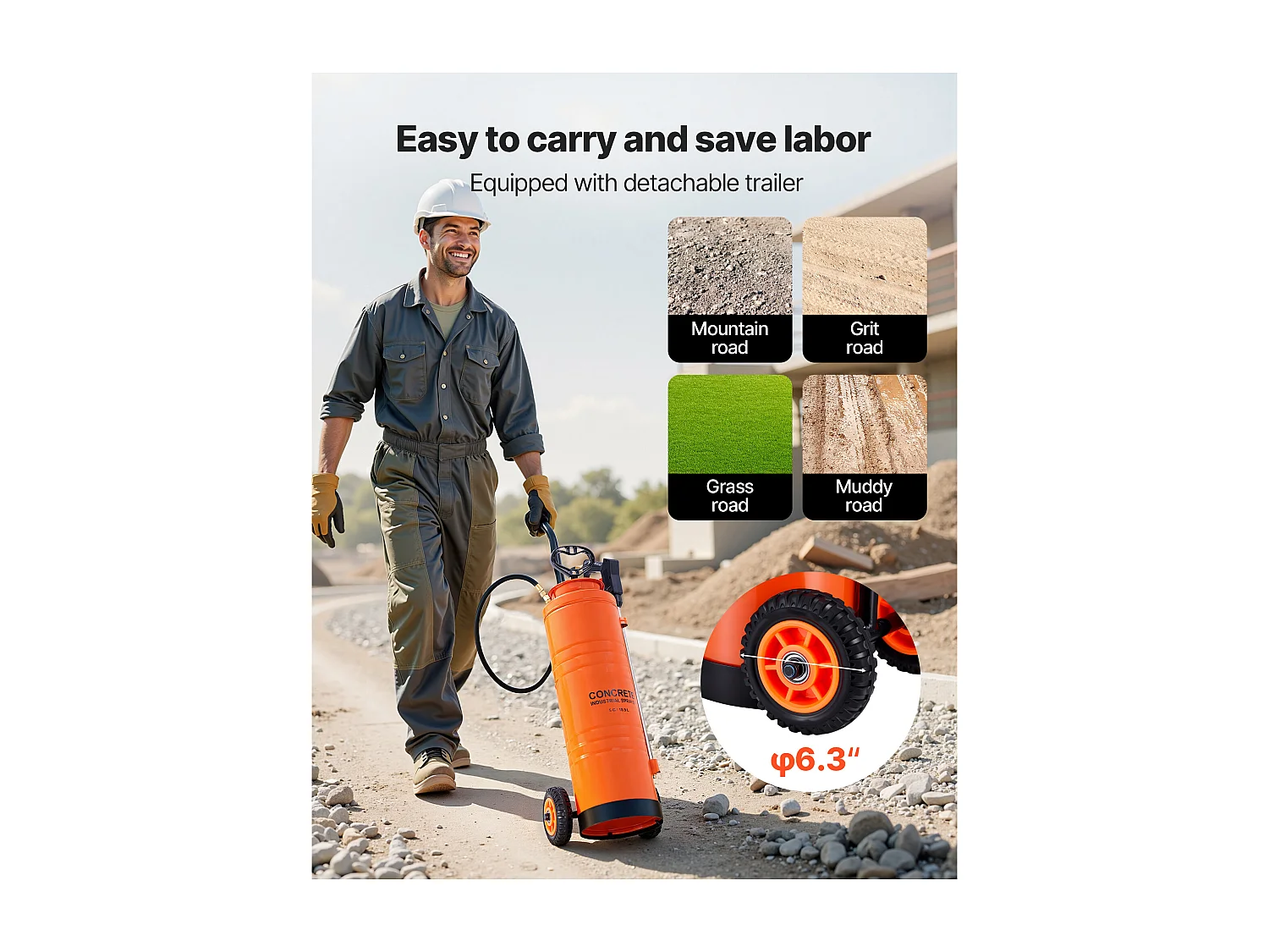 Opryskiwacz SucceBuy ze Stali Nierdzewnej Przemysłowej na Kółkach, Pojemność Ok. 19 l, Pompa Ręczna, z Lancą 52 cm, Wężem 1,2 m i 3 m, 2 Dysze Mosiężn