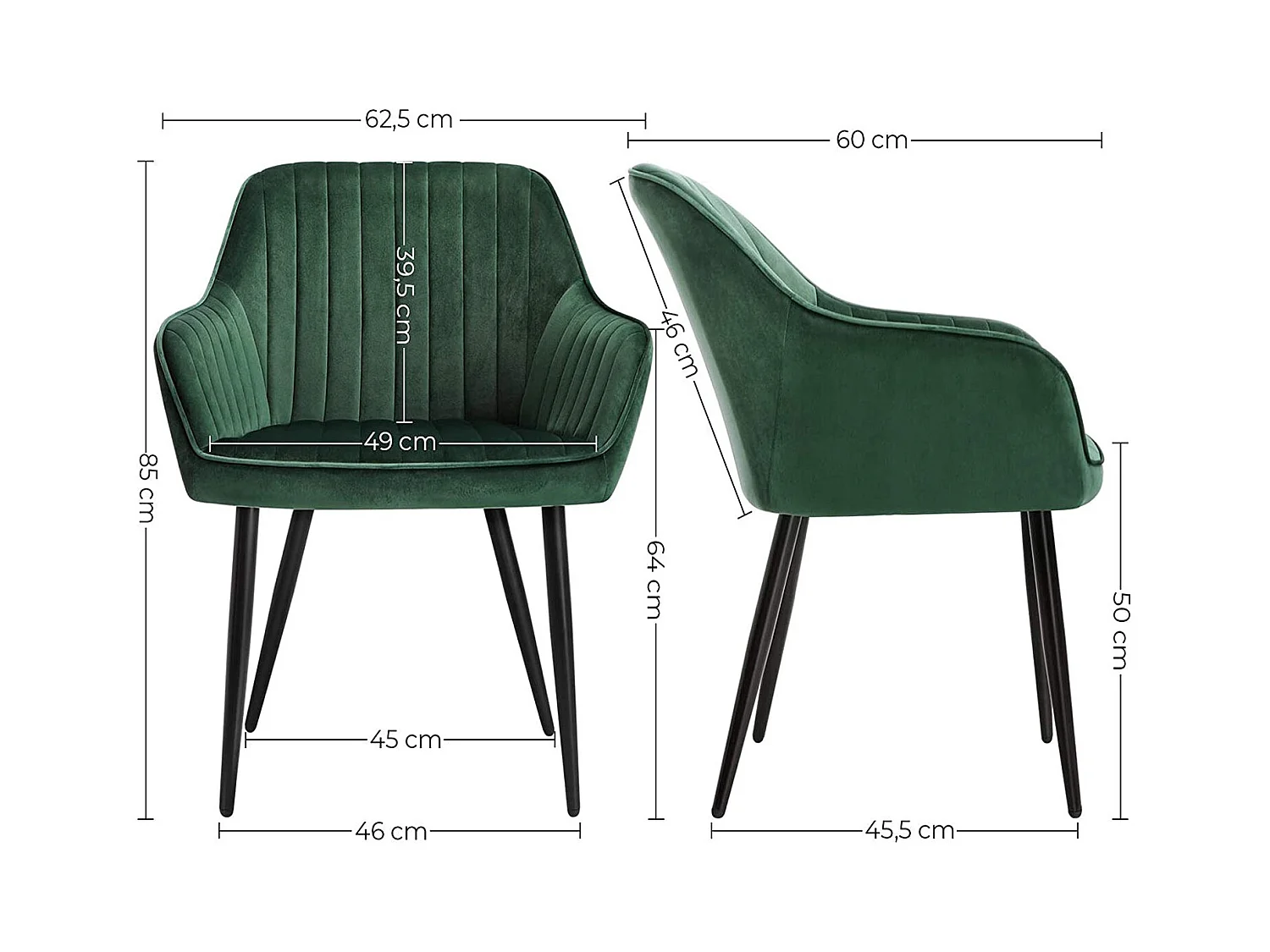 Ensemble de 2 chaises de salle à manger rembourrées