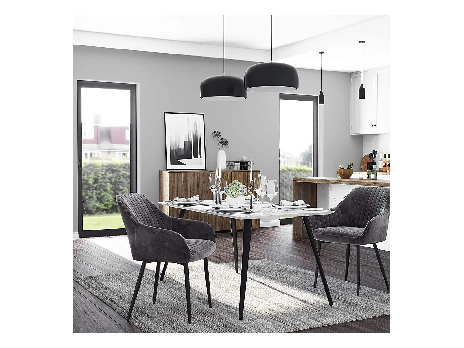 Set di 6 sedie da pranzo con gambe in metallo