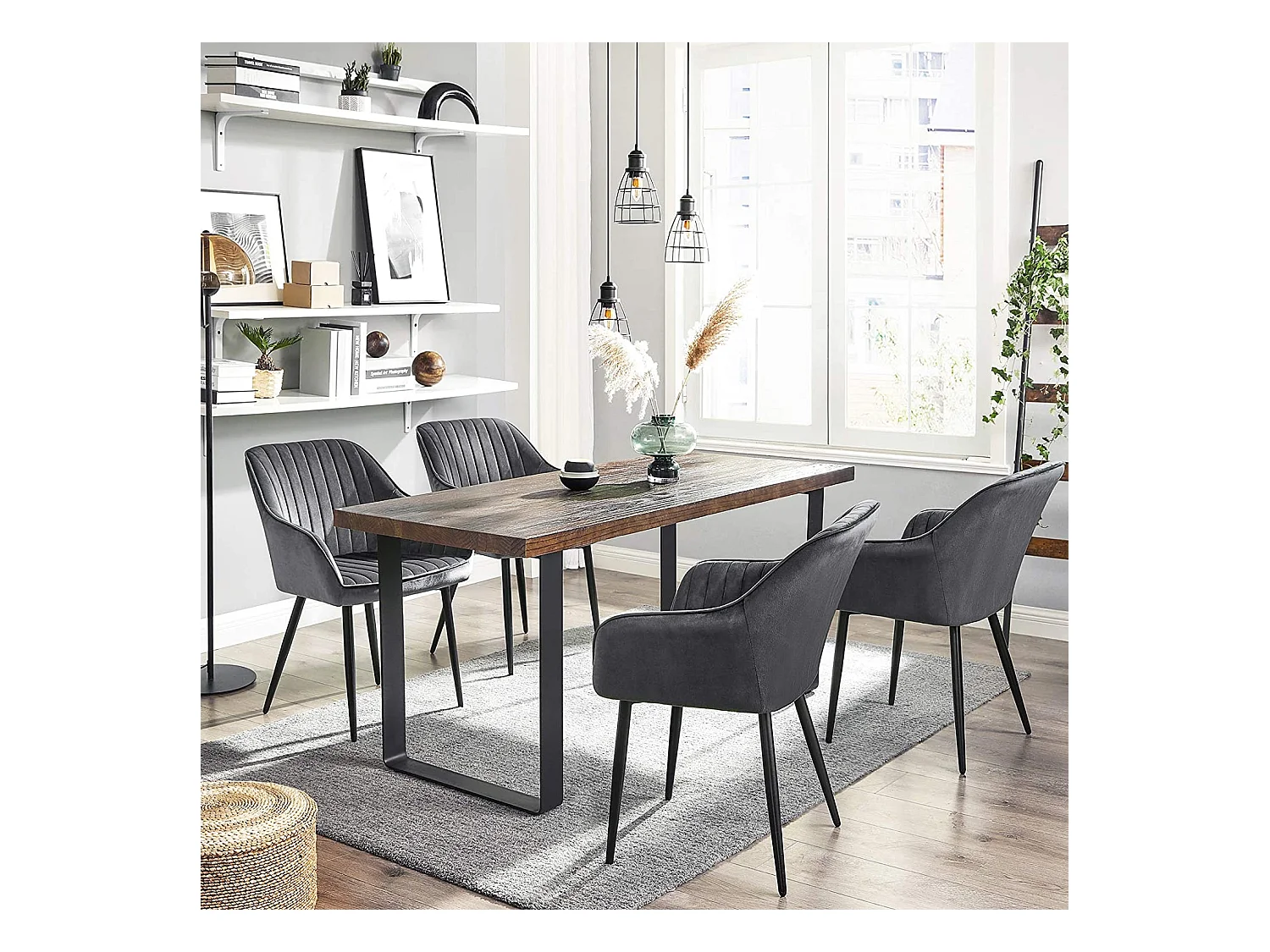 Set di 6 sedie da pranzo con gambe in metallo