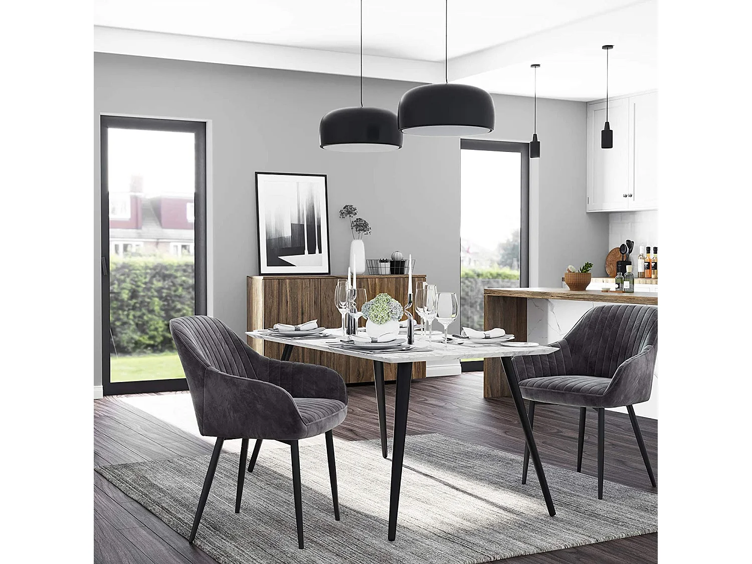 6er-Set Esszimmerstuhl mit Metallbeinen