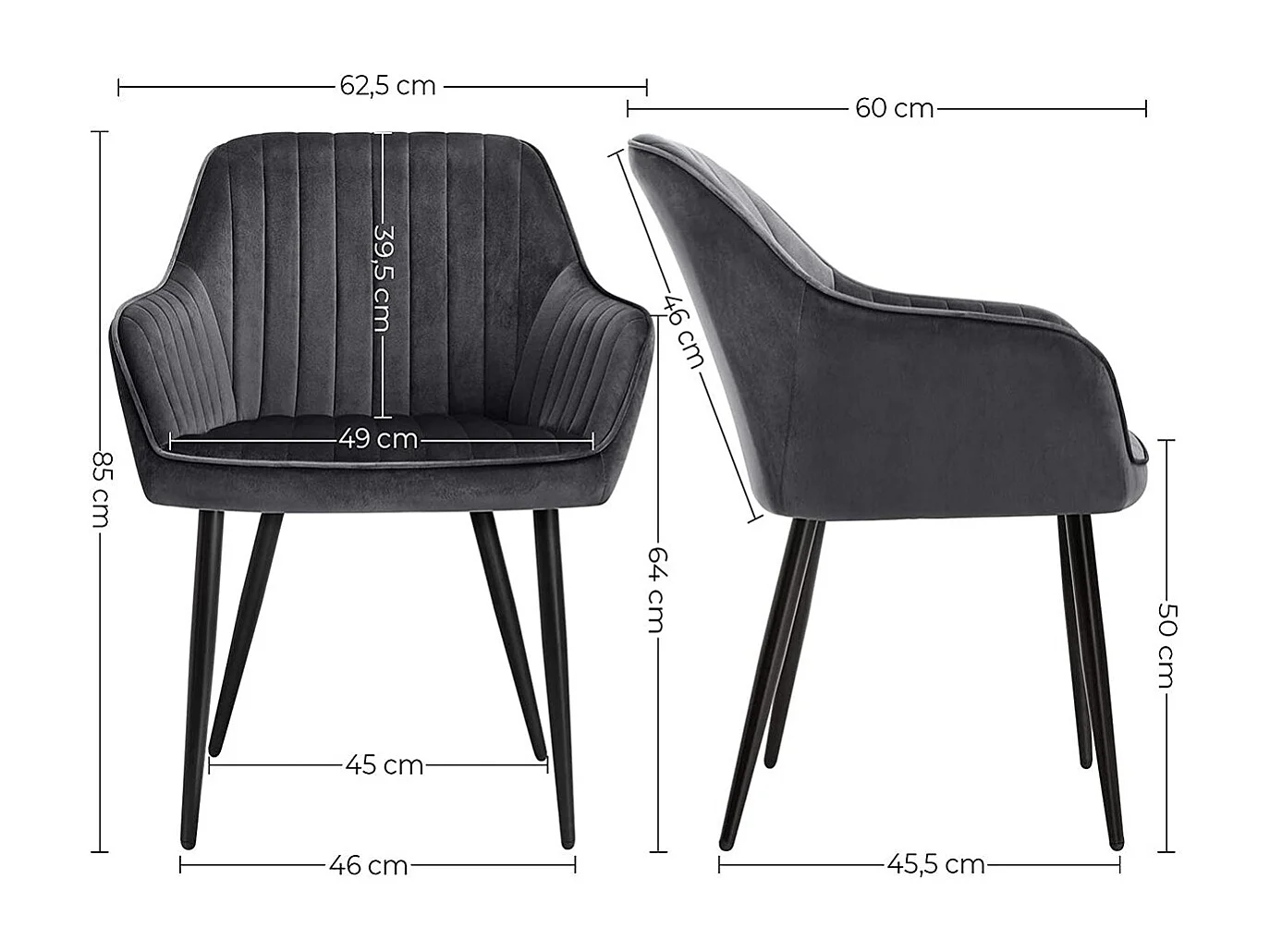 6er-Set Esszimmerstuhl mit Metallbeinen