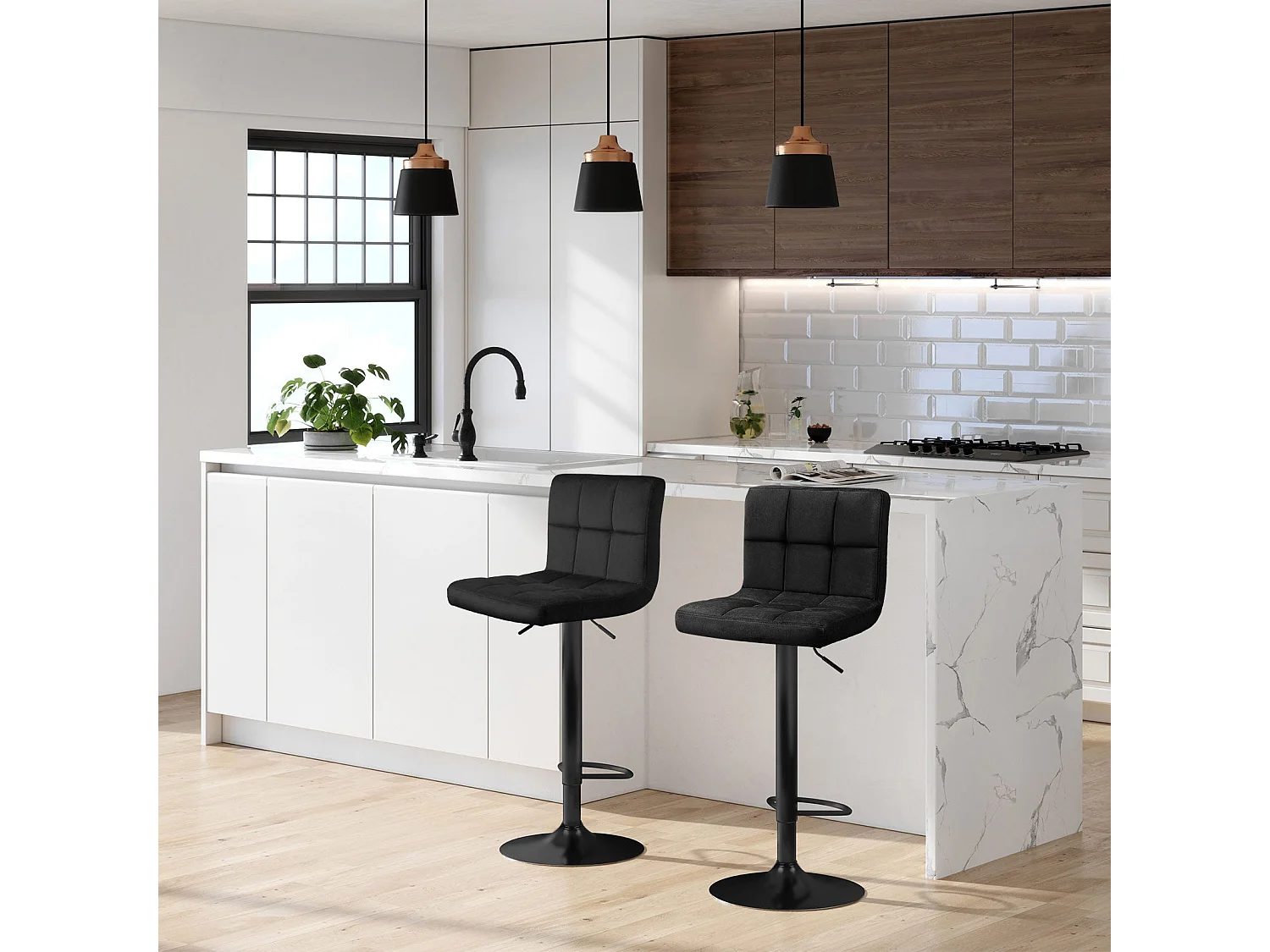Set di 2 sgabelli da bar con rivestimento in velluto