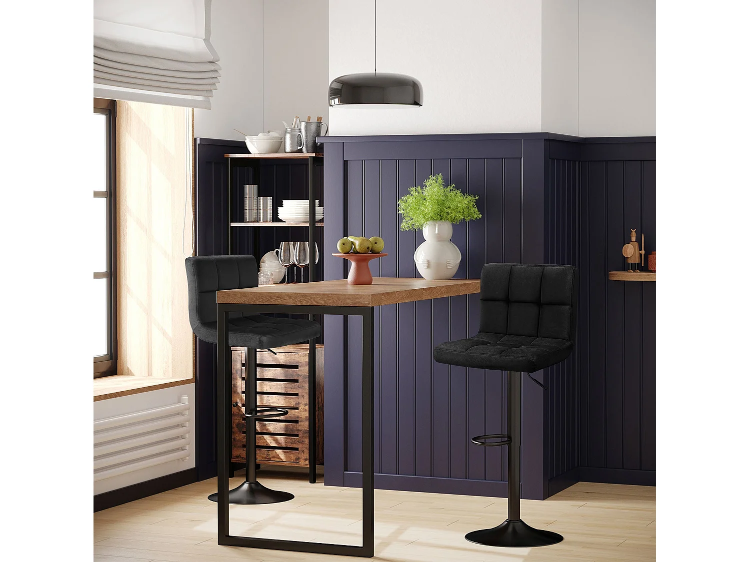 Set di 2 sgabelli da bar con rivestimento in velluto