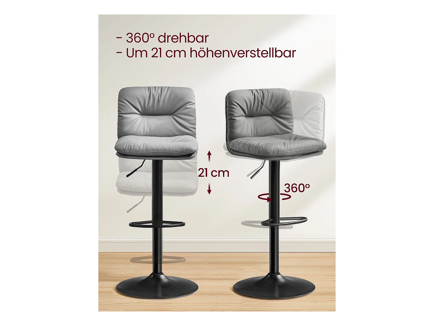 Sgabelli da bar Moroni, set da 2, Damasco