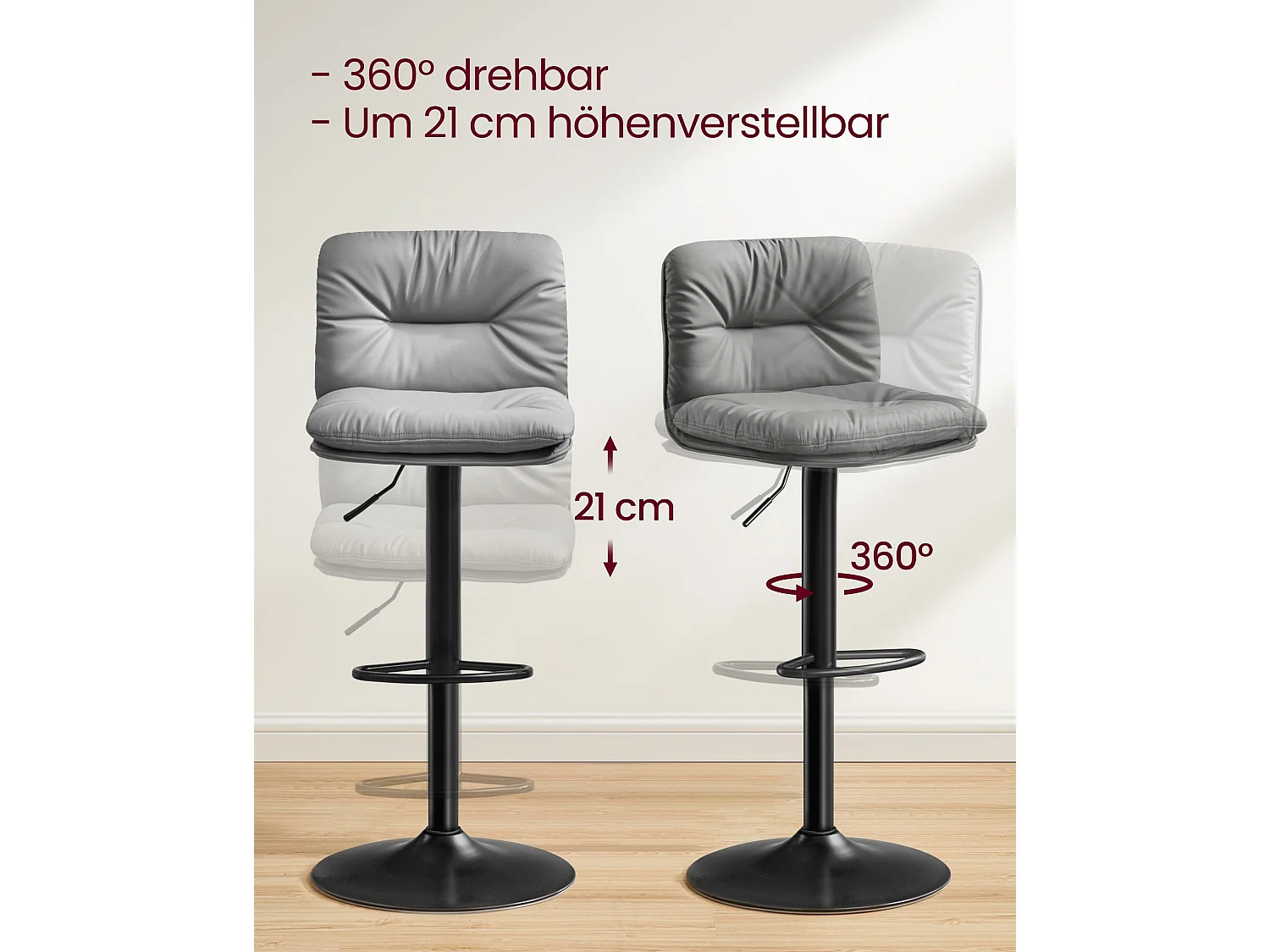 Sgabelli da bar Moroni, set da 2, Damasco