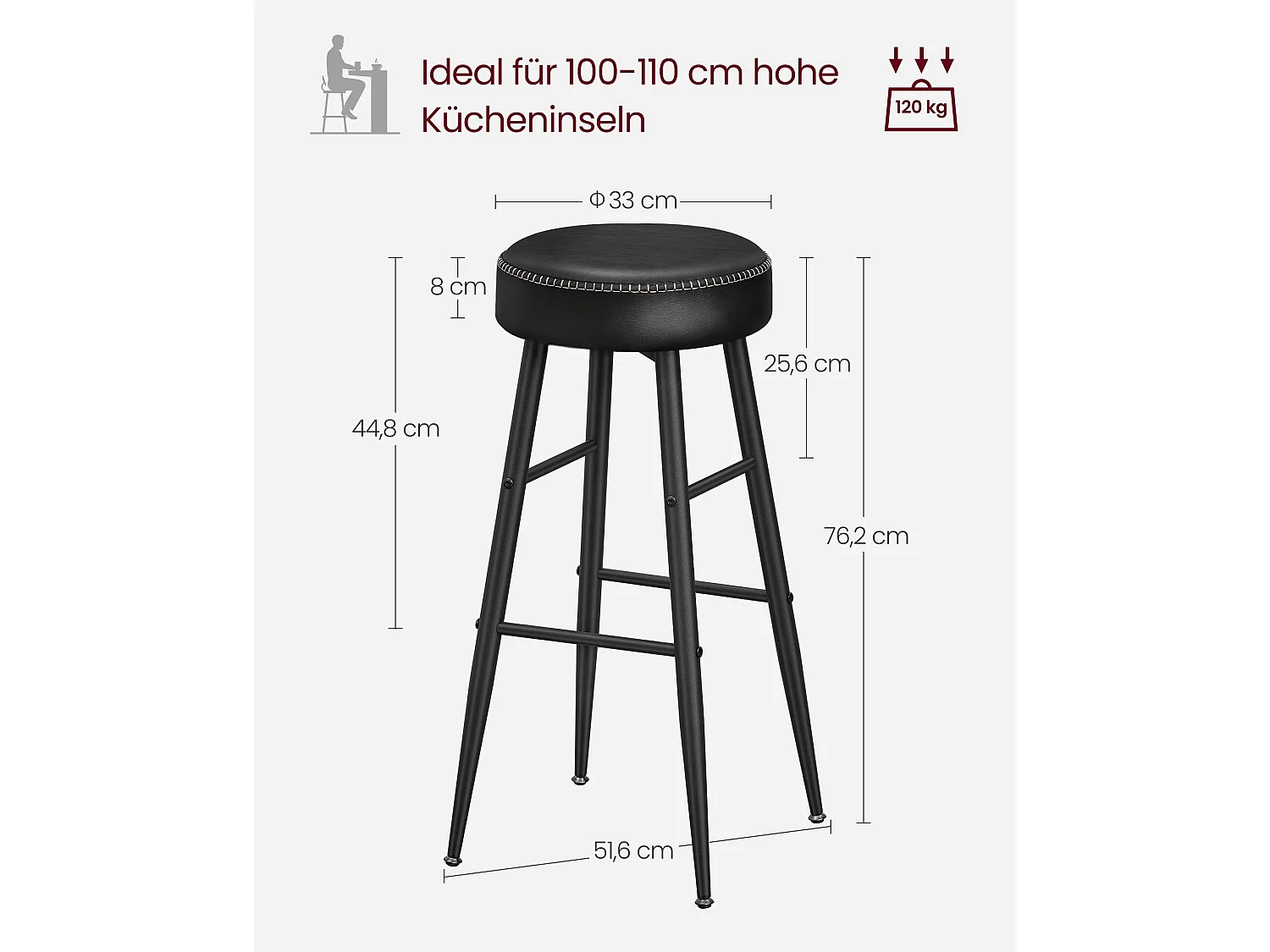 Sgabelli da bar Maseru, set da 2