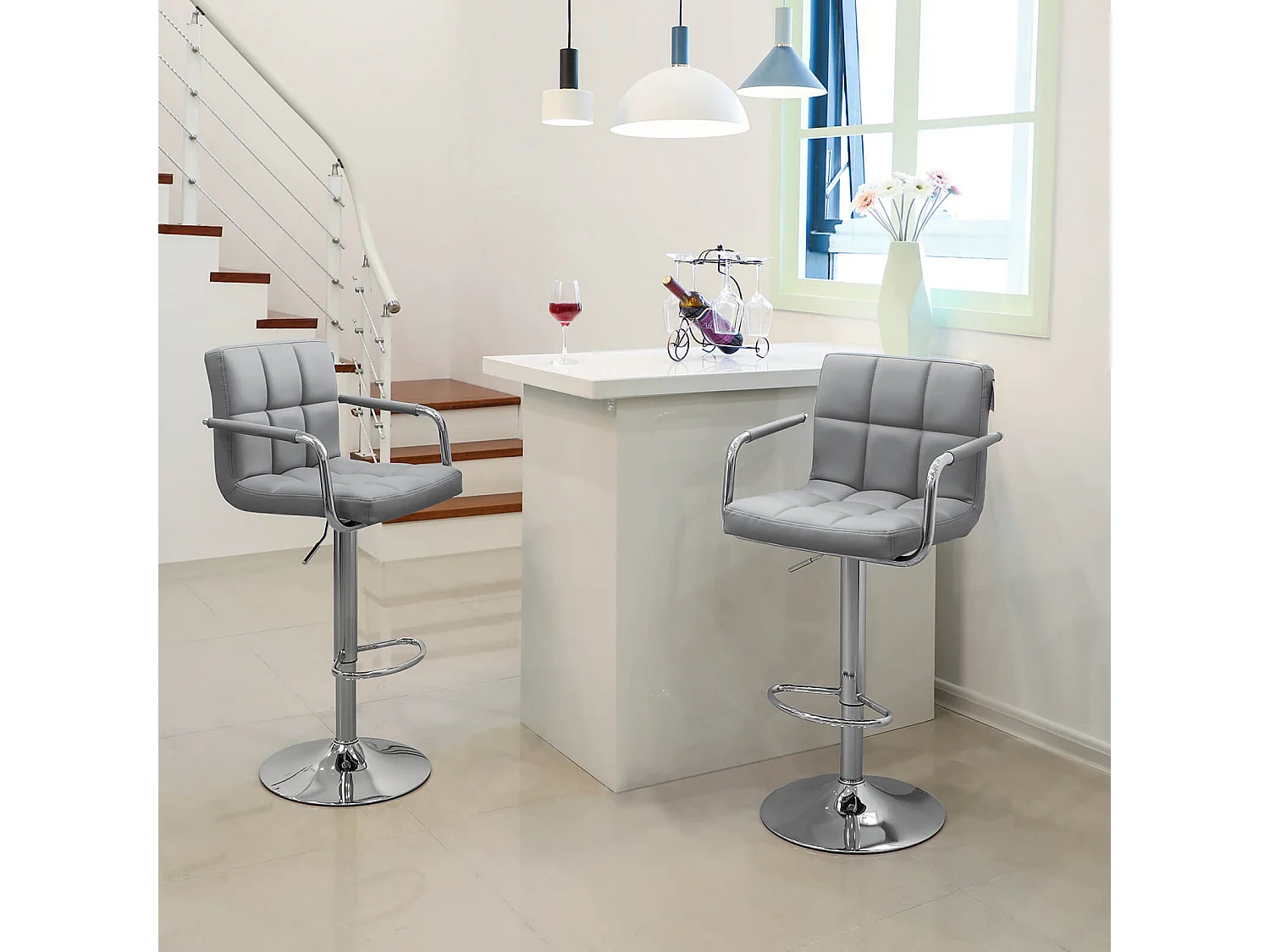 2er-Set Barstuhl Lederimitat Freetown