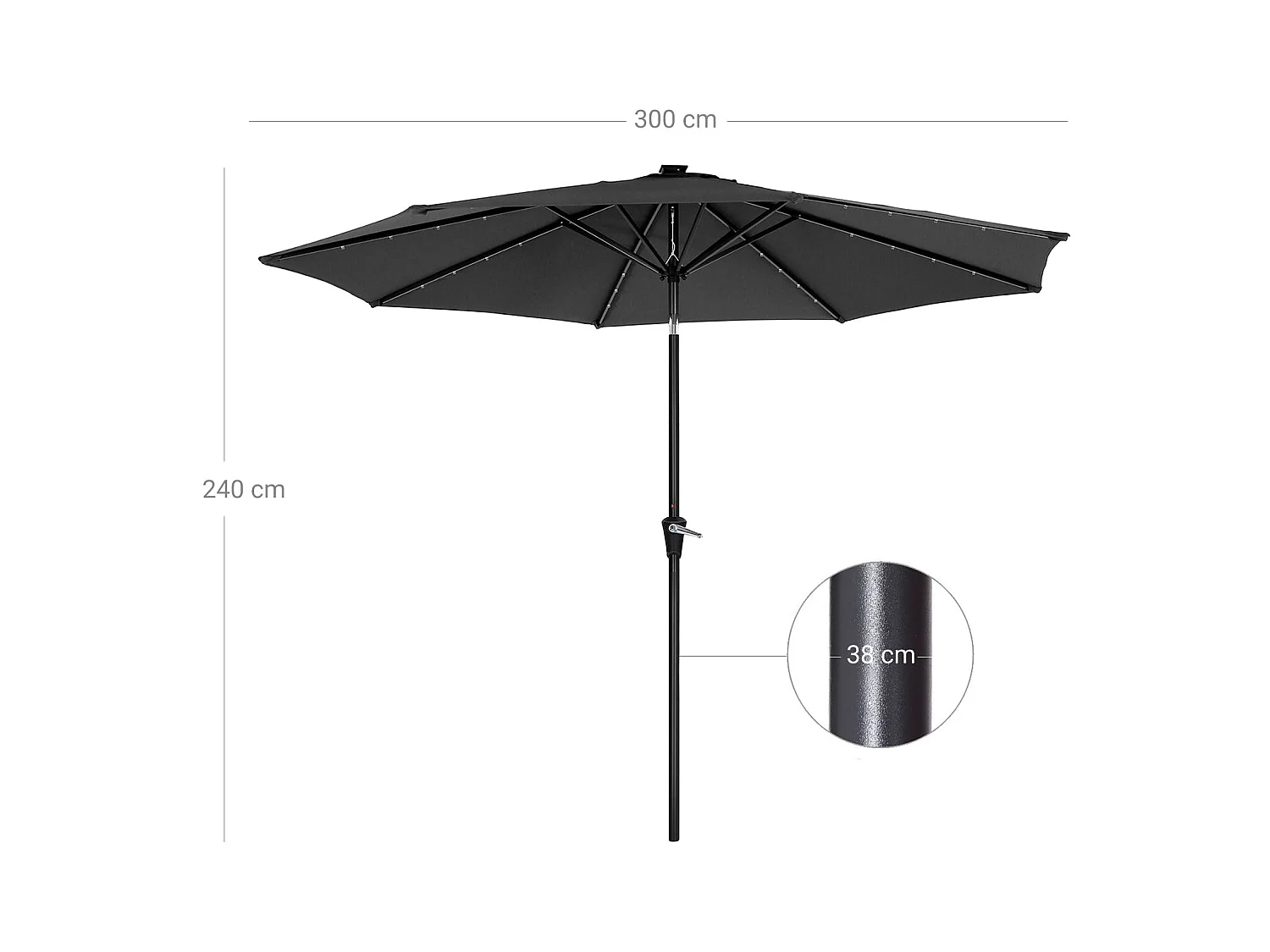 Sonnenschirm mit LED-Solar-Beleuchtung