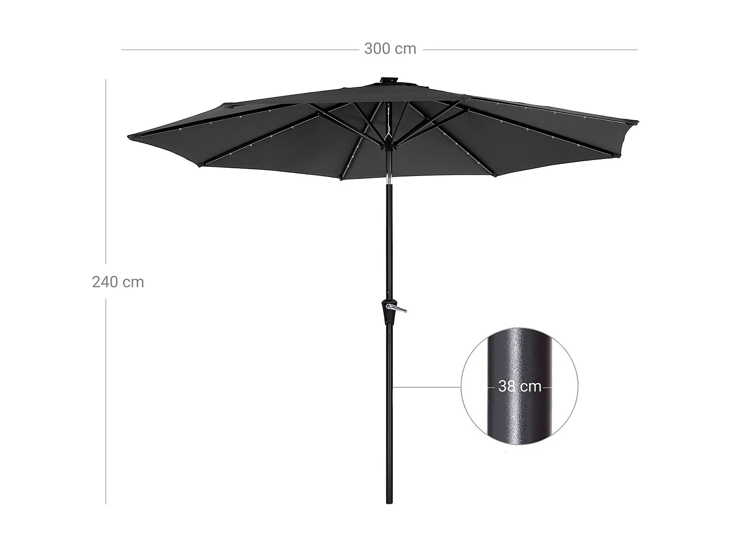 Sonnenschirm mit LED-Solar-Beleuchtung