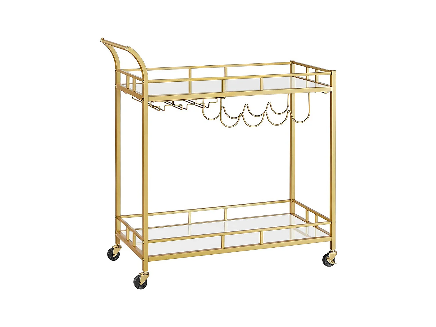 Chariot de service avec plateaux en verre