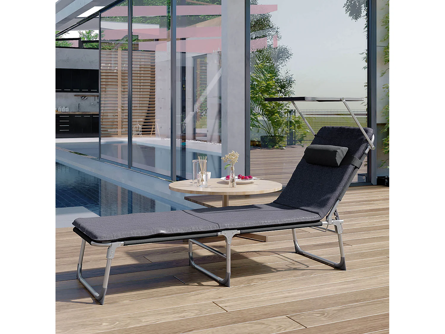 Sonnenliege mit Blende