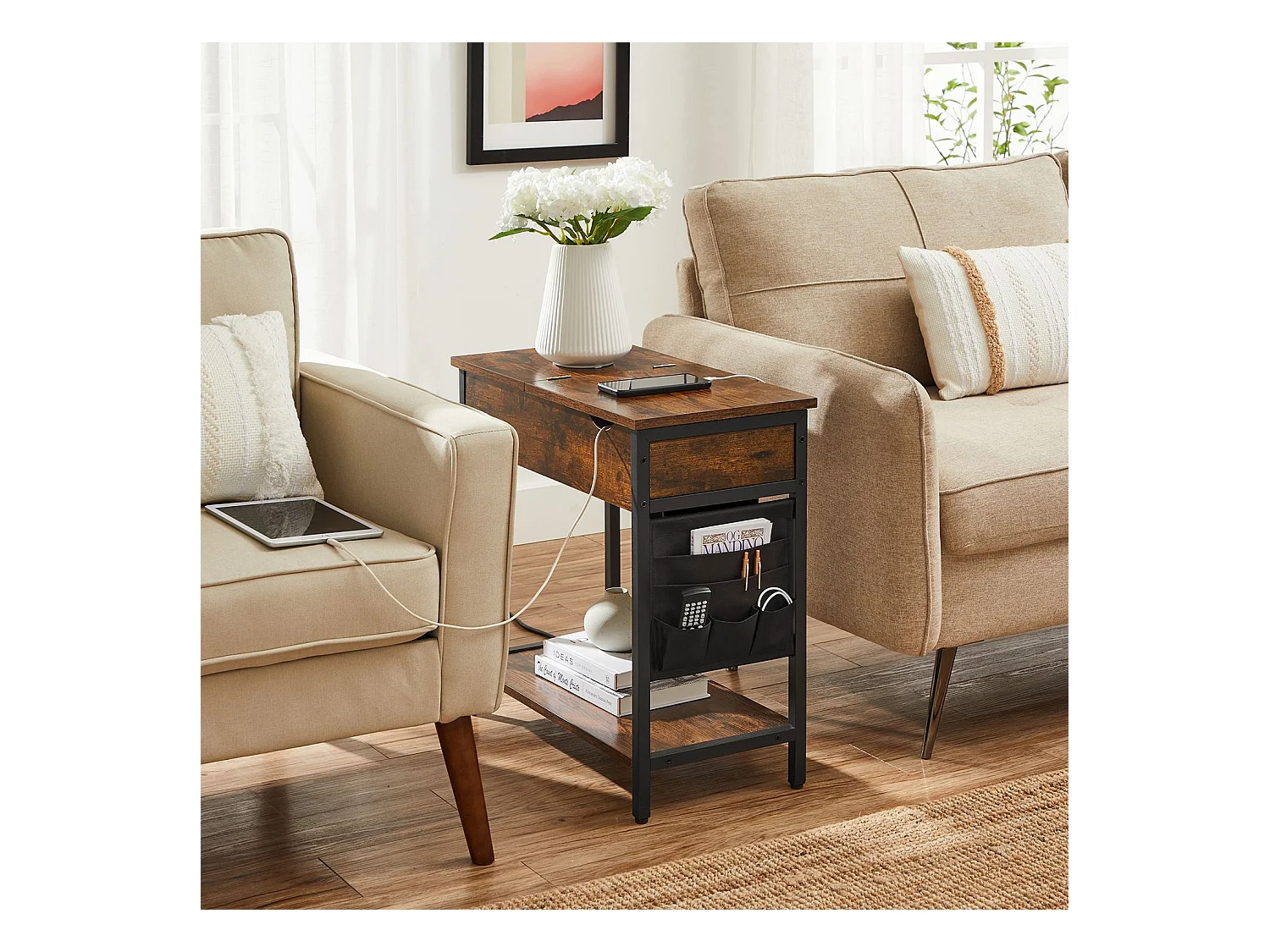 Beistelltisch Nachttisch mit Steckdosen