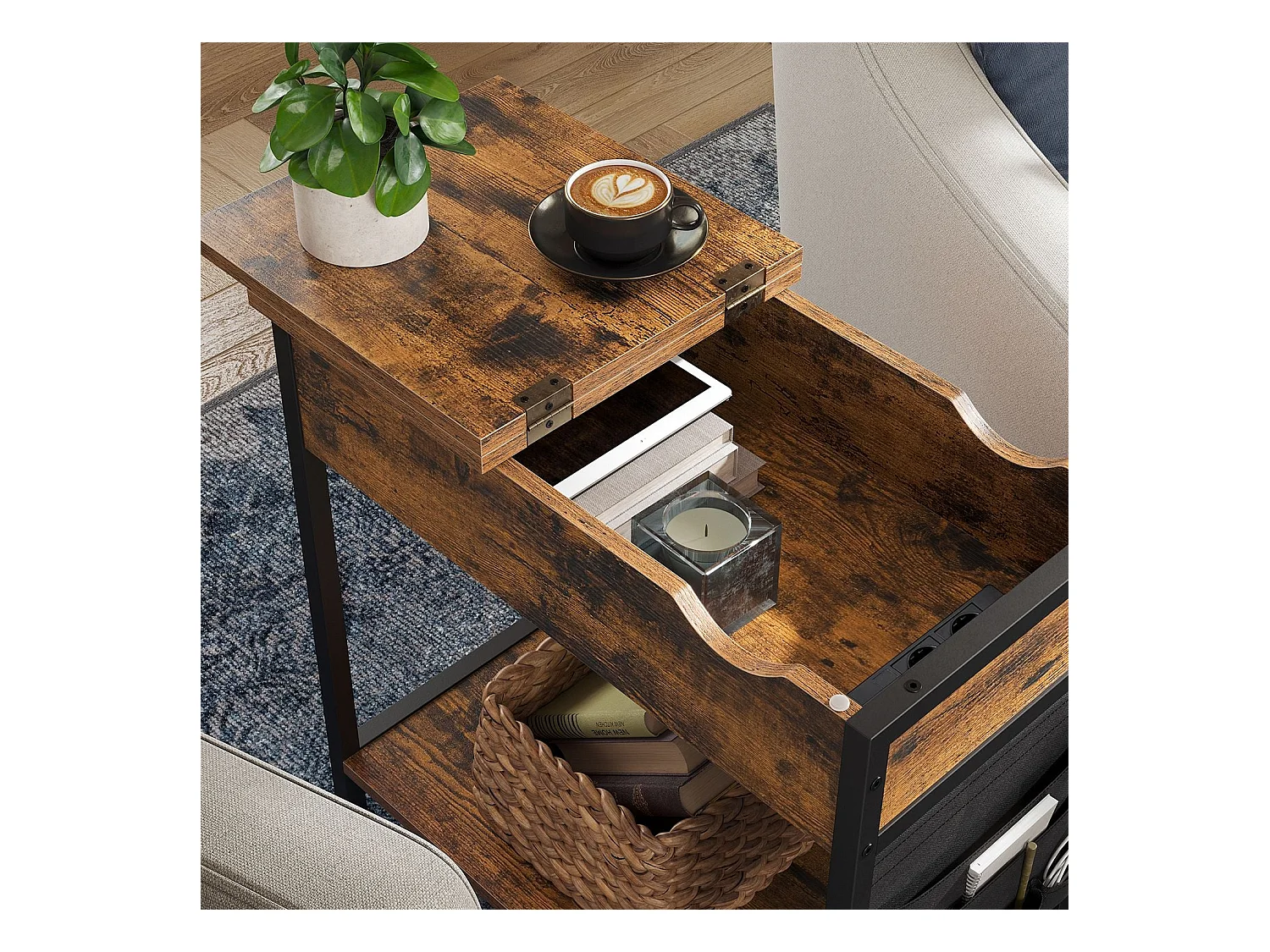 Beistelltisch Nachttisch mit Steckdosen