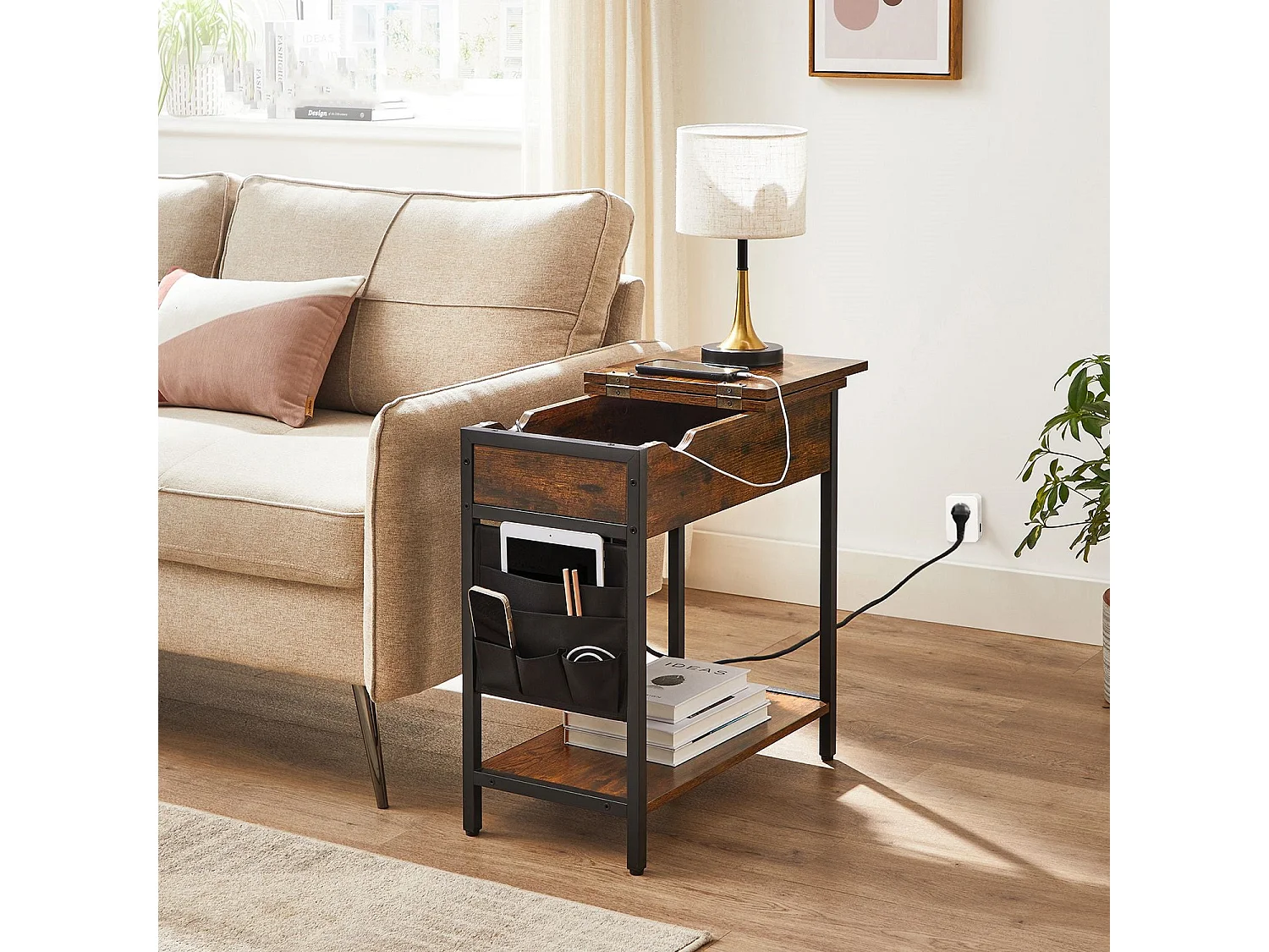 Beistelltisch Nachttisch mit Steckdosen