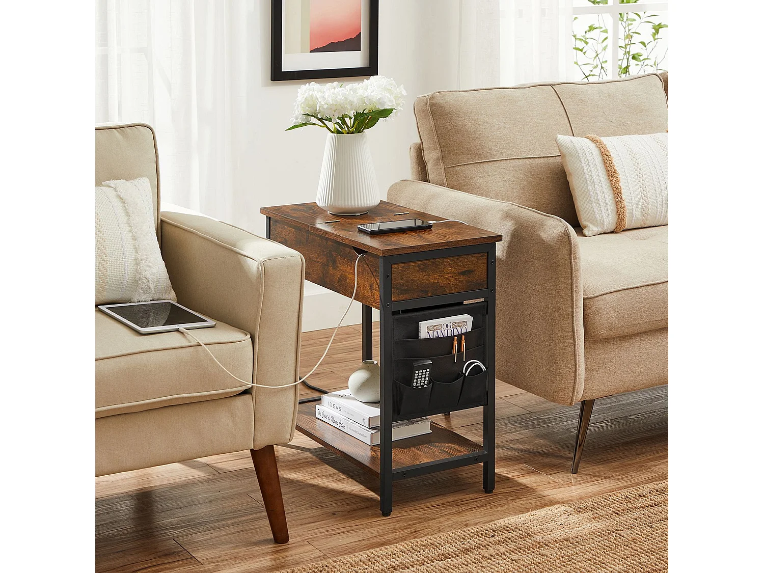 Beistelltisch Nachttisch mit Steckdosen