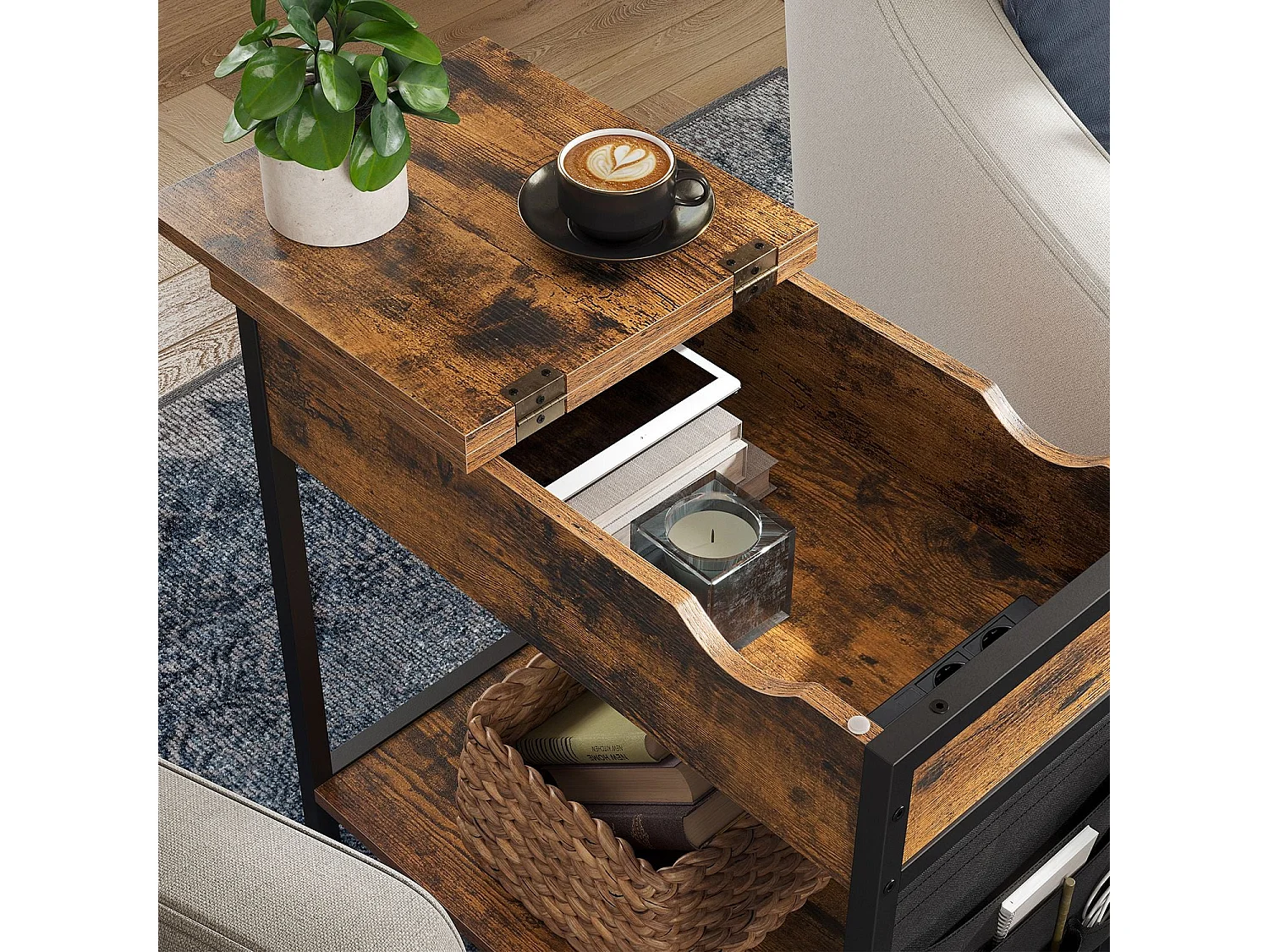 Beistelltisch Nachttisch mit Steckdosen