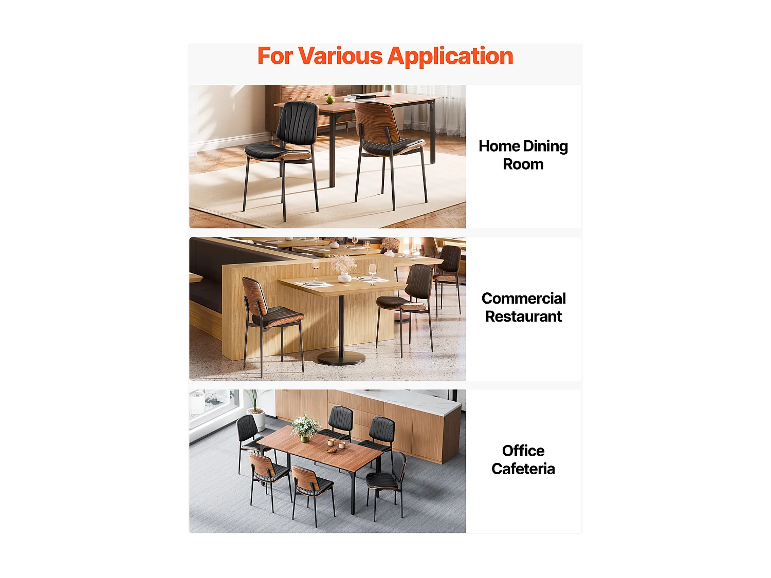 Chaises Salle À Manger Modernes SucceBuy, Ensemble Chaises de Cuisine en Cuir 2 Pièces, avec Dossier et Pieds en Métal, pour  Table À Manger, Noir