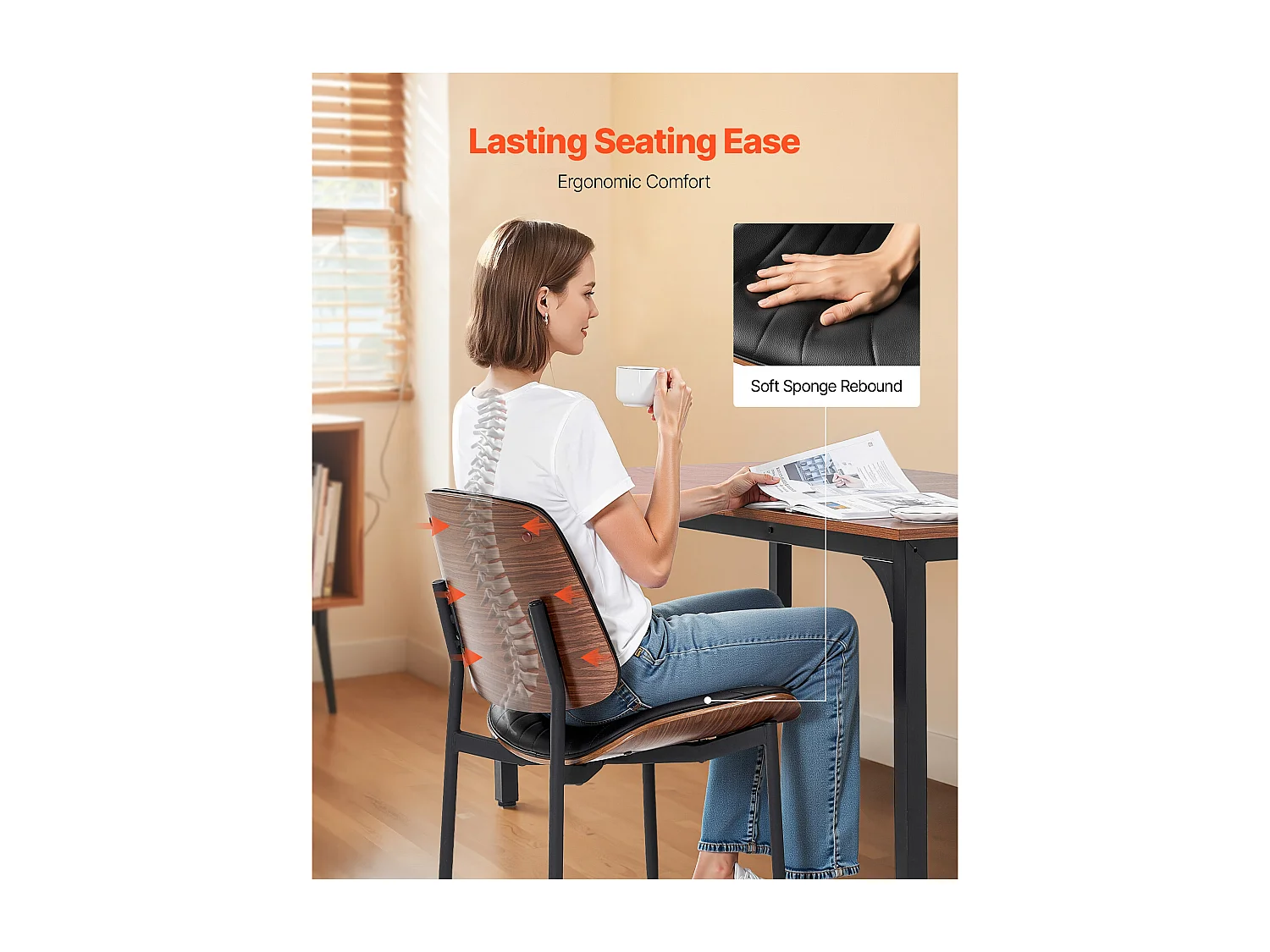 Chaises Salle À Manger Modernes SucceBuy, Ensemble Chaises de Cuisine en Cuir 2 Pièces, avec Dossier et Pieds en Métal, pour  Table À Manger, Noir