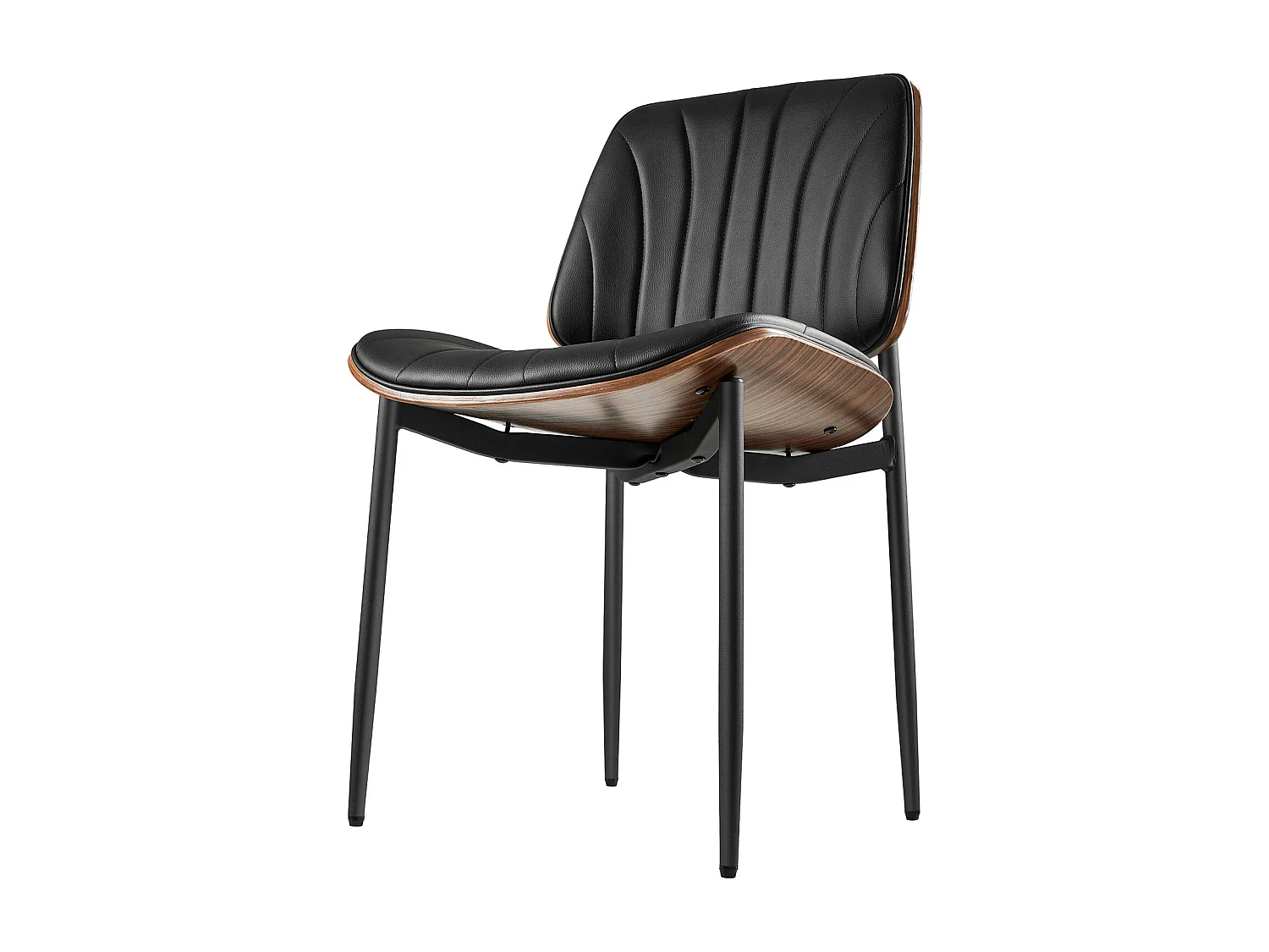 Chaises Salle À Manger Modernes SucceBuy, Ensemble Chaises de Cuisine en Cuir 2 Pièces, avec Dossier et Pieds en Métal, pour  Table À Manger, Noir