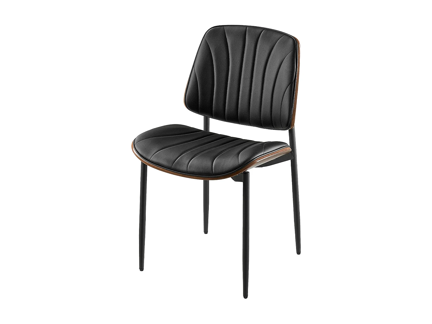 Chaises Salle À Manger Modernes SucceBuy, Ensemble Chaises de Cuisine en Cuir 2 Pièces, avec Dossier et Pieds en Métal, pour  Table À Manger, Noir