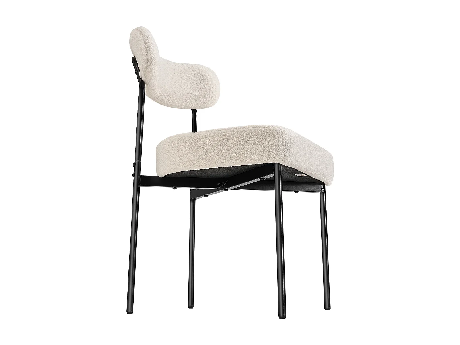 Chaises Salle À Manger Bouclettes SucceBuy, Ensemble Chaises de Cuisine Sherpa 4 Pièces, avec Dossier Incurvé Et Pieds en Métal, pour Table À Manger, Blanc