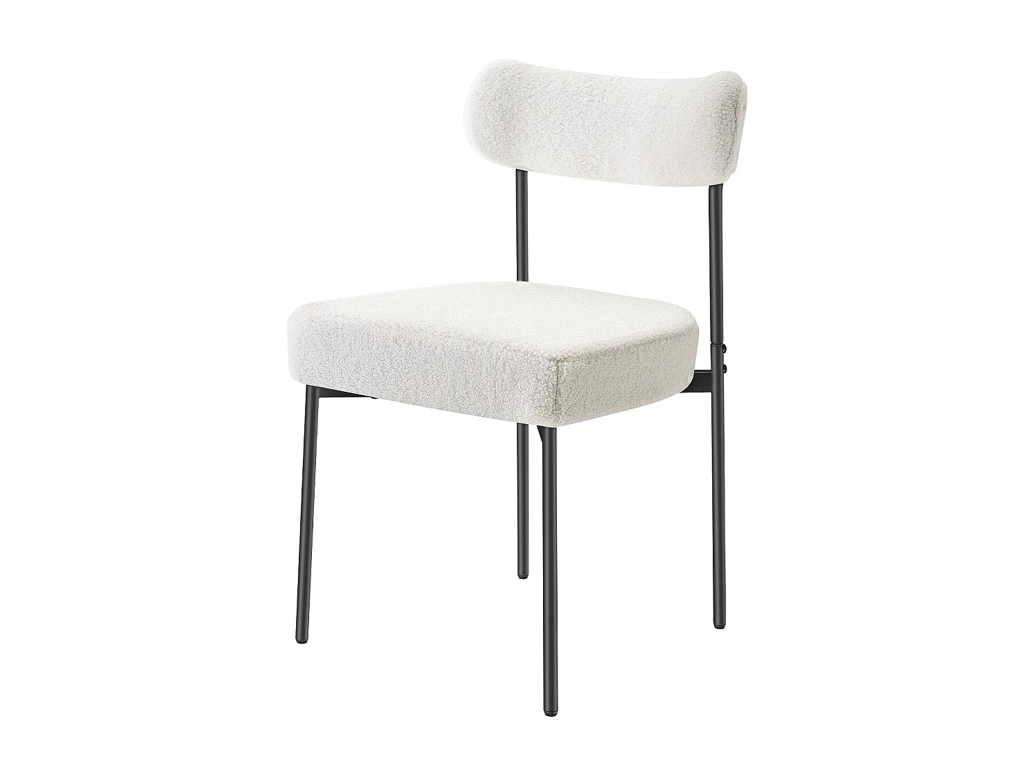 Chaises Salle À Manger Bouclettes SucceBuy, Ensemble Chaises de Cuisine Sherpa 2 Pièces, avec Dossier Incurvé Et Pieds en Métal, pour Table À Manger, Blanc