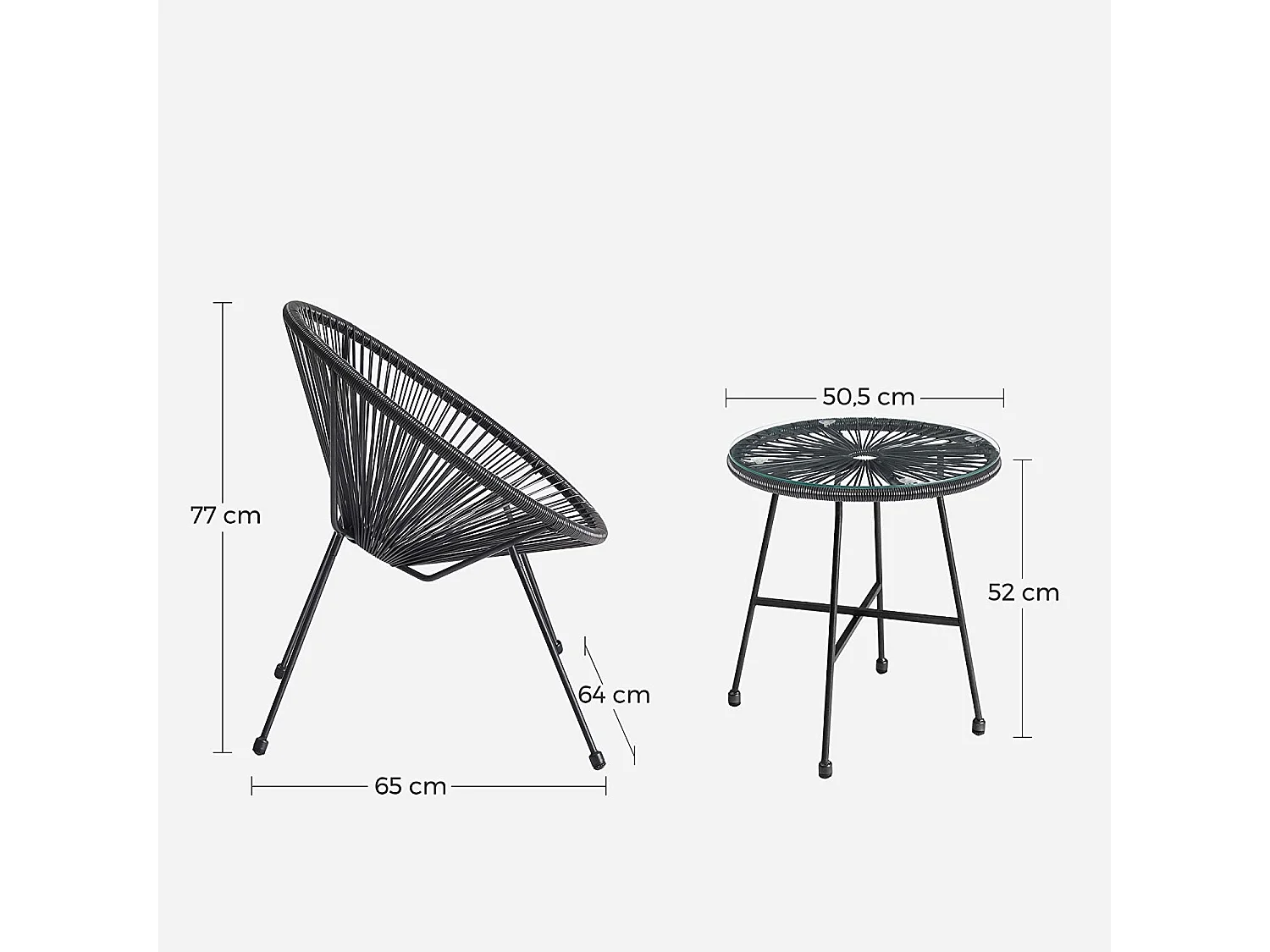 3er-Set Gartenstuhl Gartenmöbel