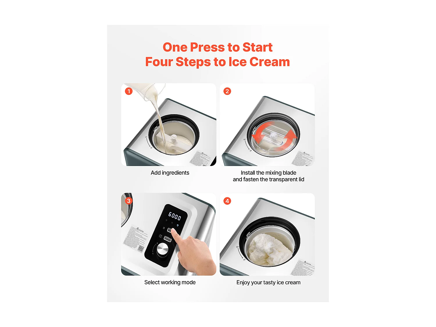 Gelatiera SucceBuy Automatica de 1,5 L, Turbina per Gelati Sorbetti con Compressore Integrato, Macchina per Gelati Elettrica senza Precongelazione