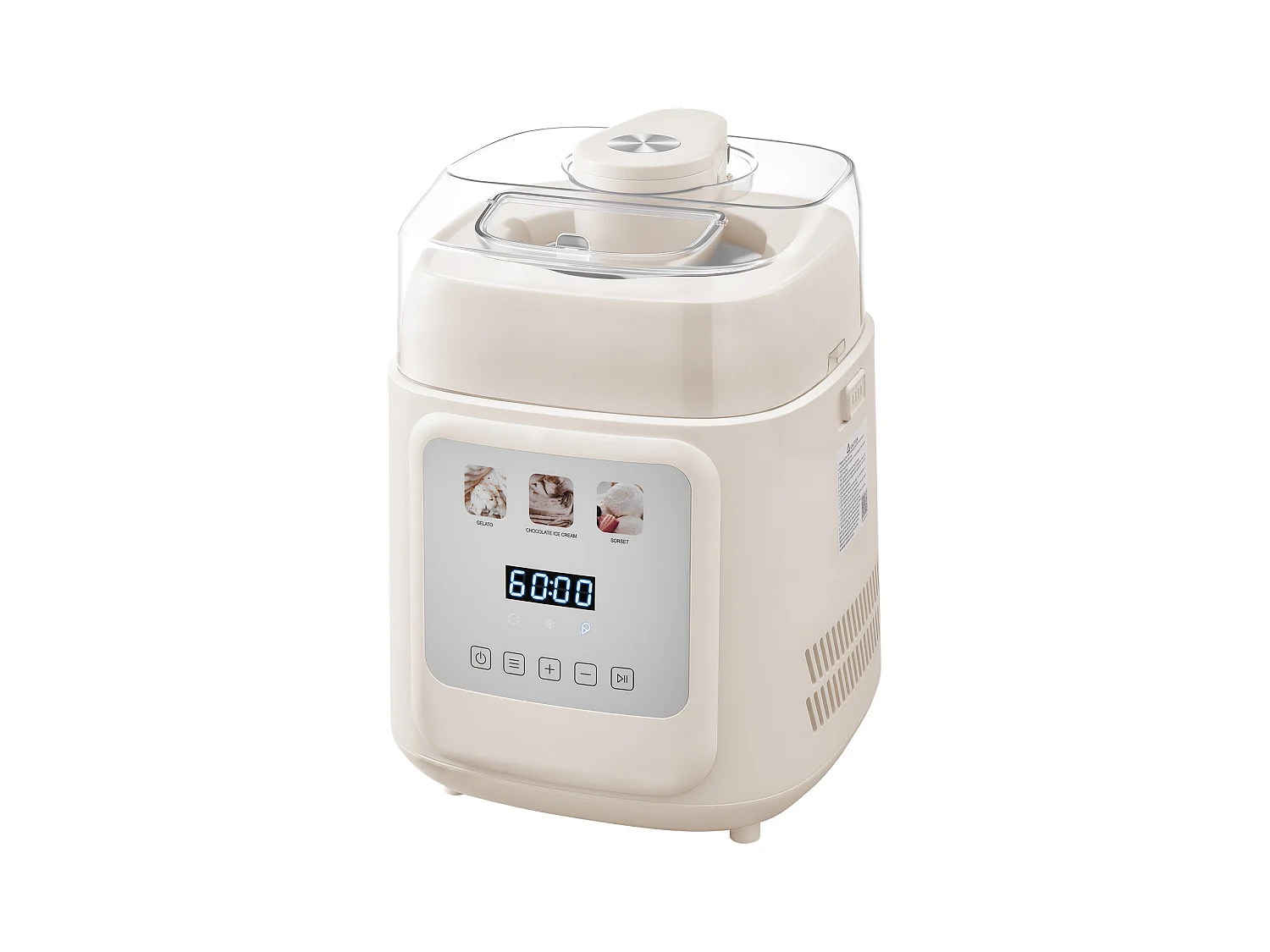 Eismaschine SucceBuy Automatisch Vertikal, Eisturbine für Sorbet Gefrorener Joghurt mit Integriertem Kompressor, Elektrische Eismaschine ohne Vorgefrieren