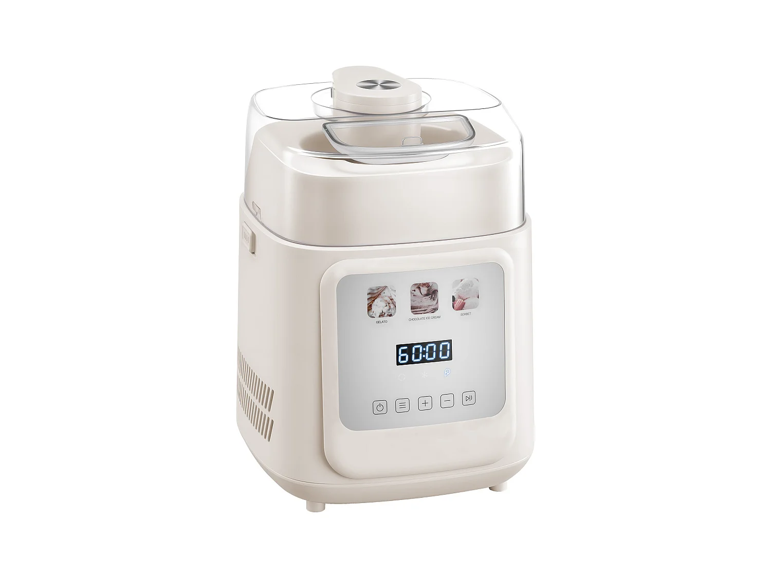 Eismaschine SucceBuy Automatisch Vertikal, Eisturbine für Sorbet Gefrorener Joghurt mit Integriertem Kompressor, Elektrische Eismaschine ohne Vorgefrieren