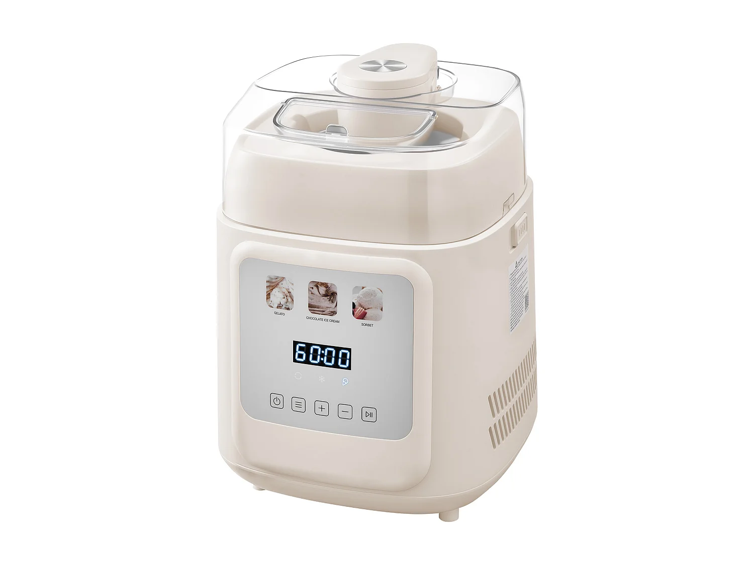 Eismaschine SucceBuy Automatisch Vertikal, Eisturbine für Sorbet Gefrorener Joghurt mit Integriertem Kompressor, Elektrische Eismaschine ohne Vorgefrieren