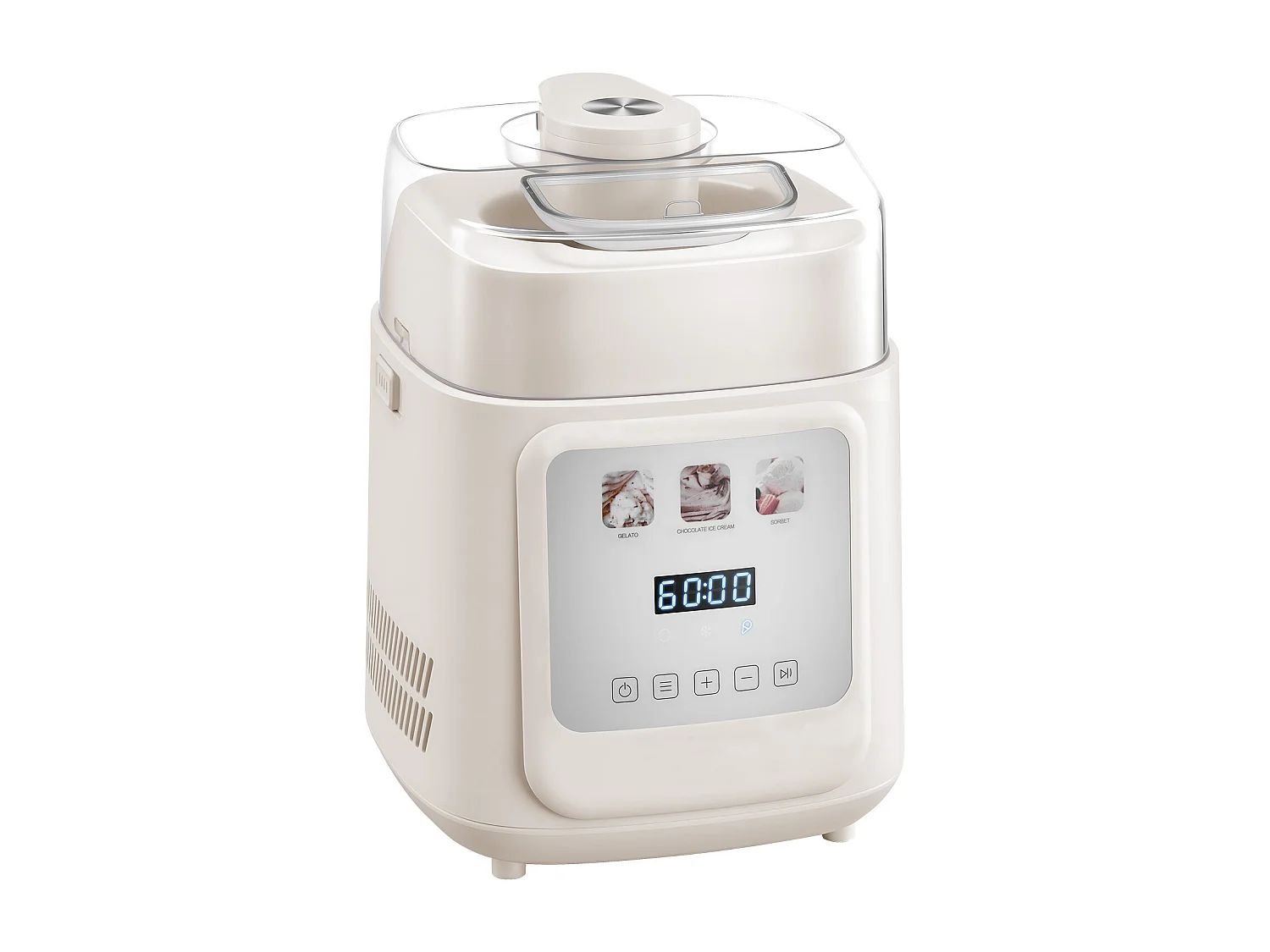 Eismaschine SucceBuy Automatisch Vertikal, Eisturbine für Sorbet Gefrorener Joghurt mit Integriertem Kompressor, Elektrische Eismaschine ohne Vorgefrieren