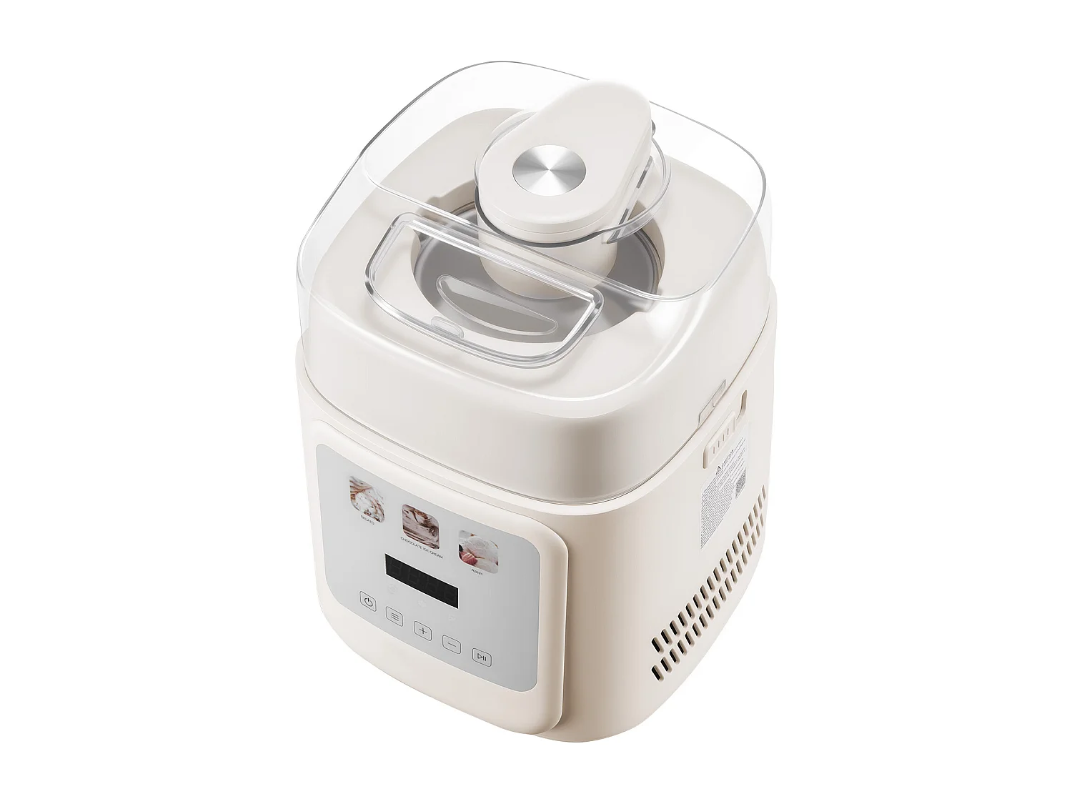 Eismaschine SucceBuy Automatisch Vertikal, Eisturbine für Sorbet Gefrorener Joghurt mit Integriertem Kompressor, Elektrische Eismaschine ohne Vorgefrieren