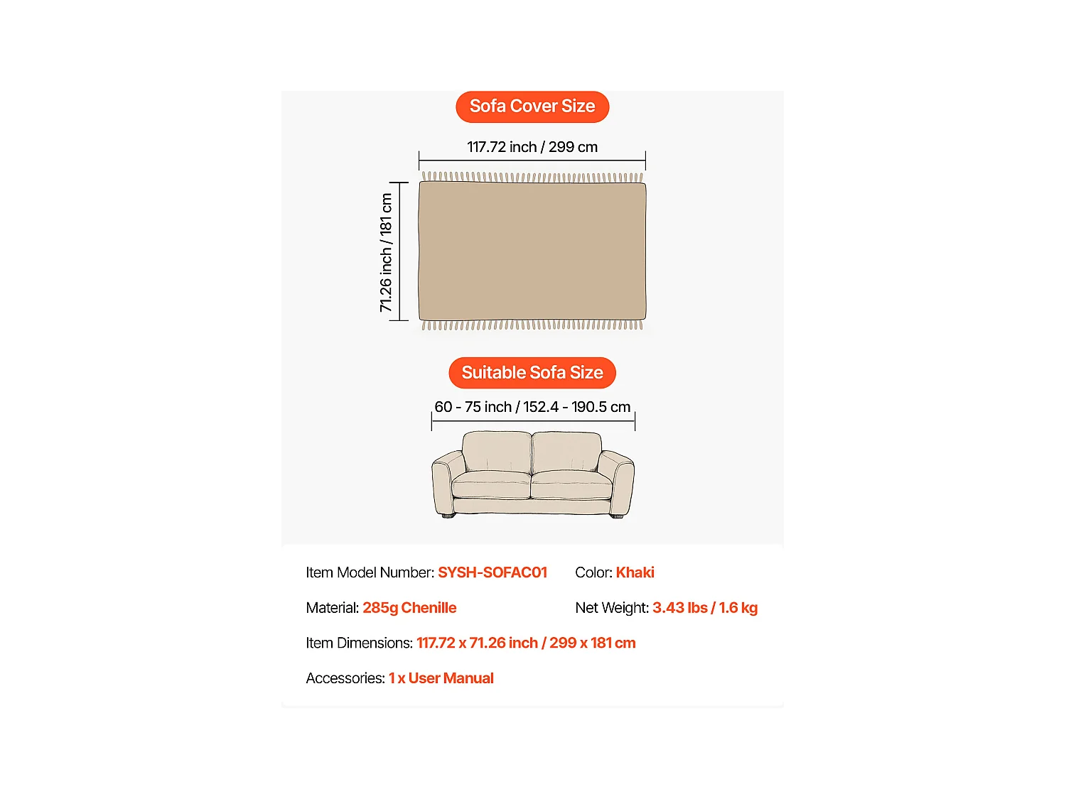 Pokrowiec na Sofę SucceBuy o 299 x 181 cm, Pokrowiec na Sofę w Stylu Bohème, Powłoka Antypoślizgowa z Szyfonu, Zmywalny i Odporny na Zarysowania