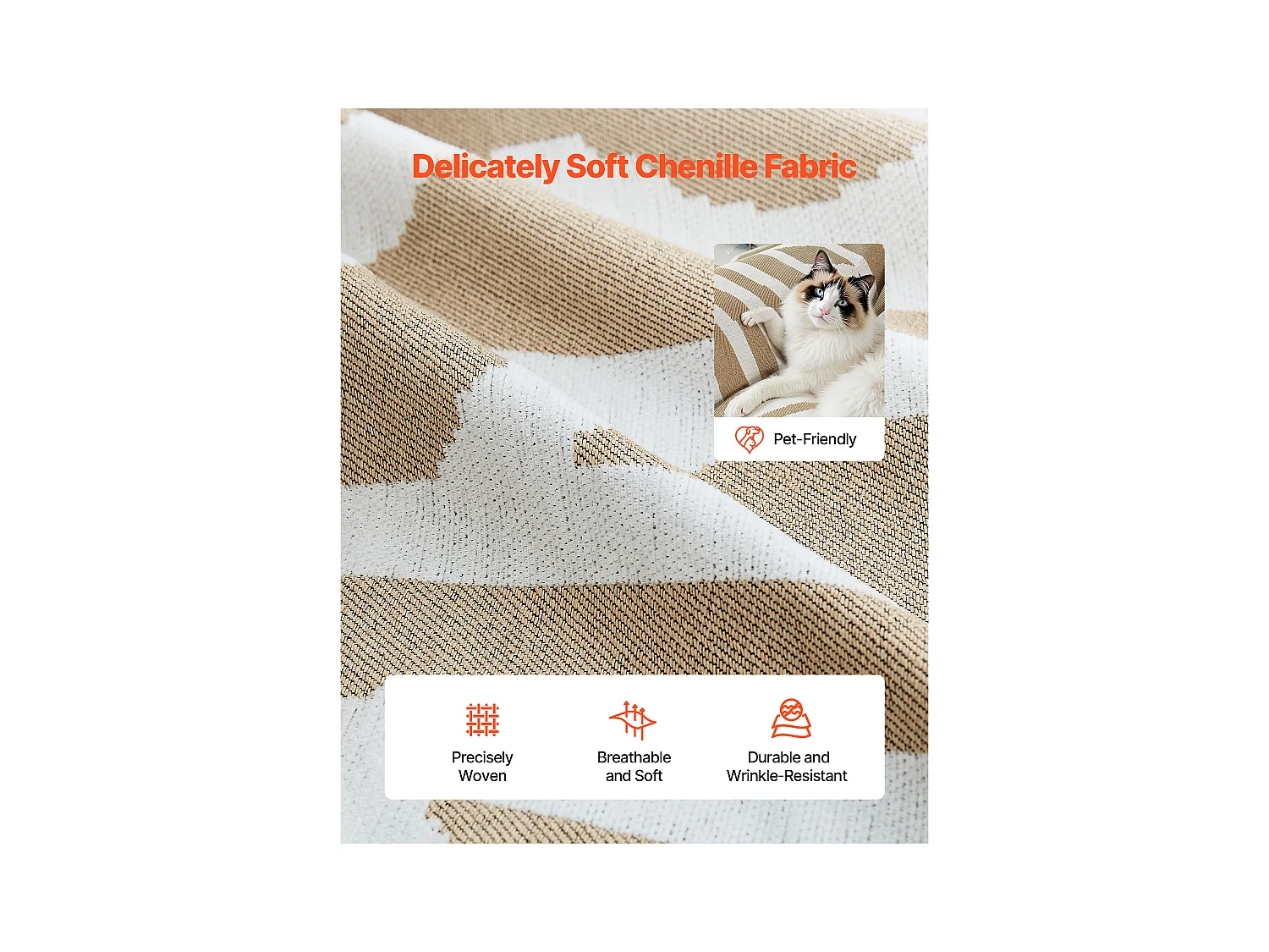 Pokrowiec na Sofę SucceBuy o 299 x 181 cm, Pokrowiec na Sofę w Stylu Bohème, Powłoka Antypoślizgowa z Szyfonu, Zmywalny i Odporny na Zarysowania