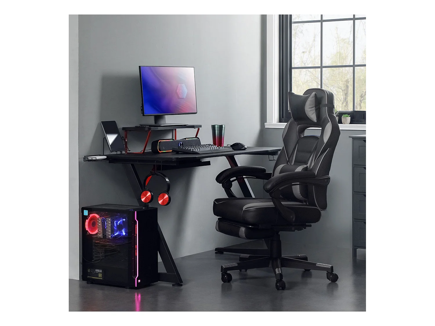 Gaming Stuhl mit Fußstütze Mombasa