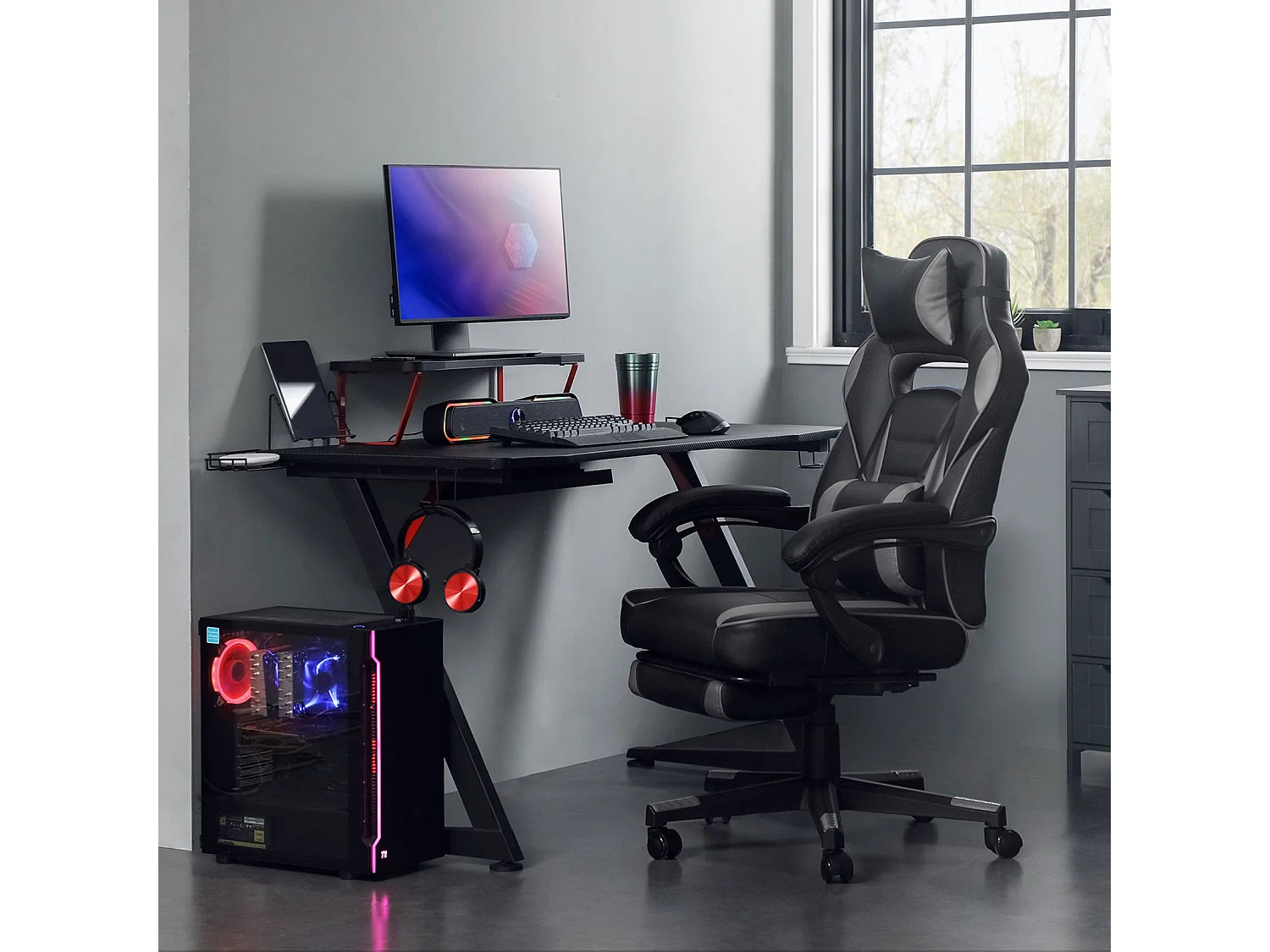 Gaming Stuhl mit Fußstütze Mombasa