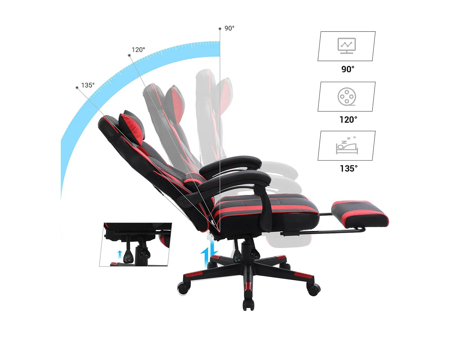 Chaise gamer avec repose-pieds Mamoudzou