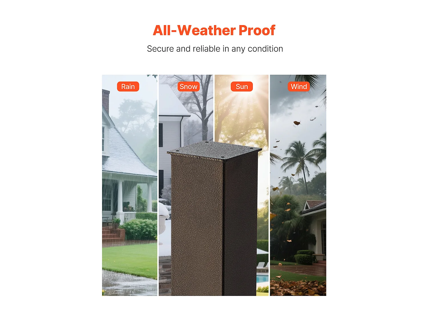 Poste de Buzón SucceBuy, 109,4 x 11 x 11 cm, Soporte de Buzón Empotrado de Acero con Revestimiento en Polvo, Kit de Poste Metálico