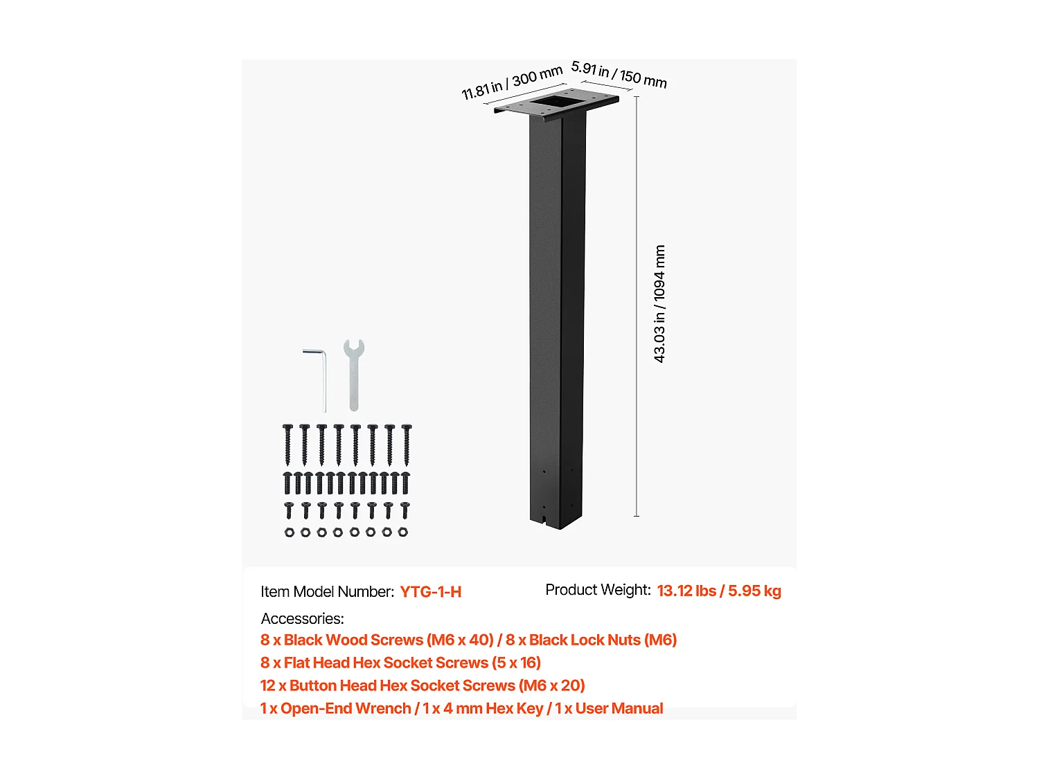 Poste de Buzón SucceBuy, 109,4 x 30 x 15 cm, Soporte de Buzón Empotrado Acero Revestimiento en Polvo, con Placa Universal
