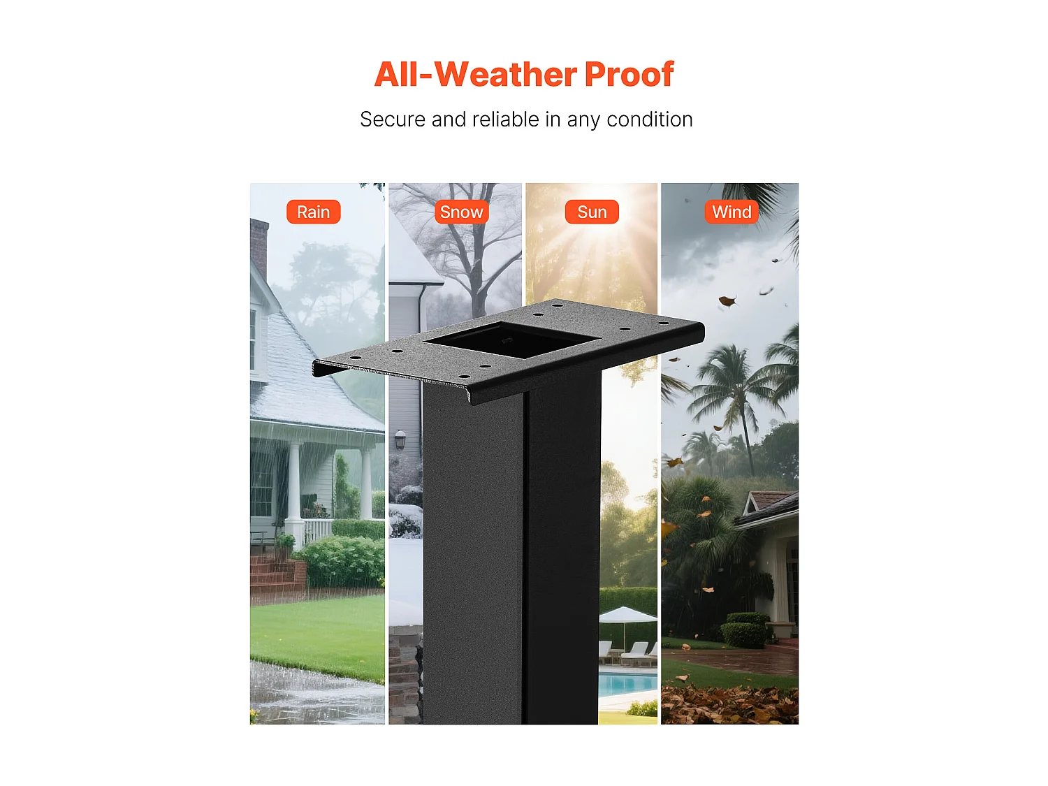 Poste de Buzón SucceBuy, 109,4 x 30 x 15 cm, Soporte de Buzón Empotrado Acero Revestimiento en Polvo, con Placa Universal