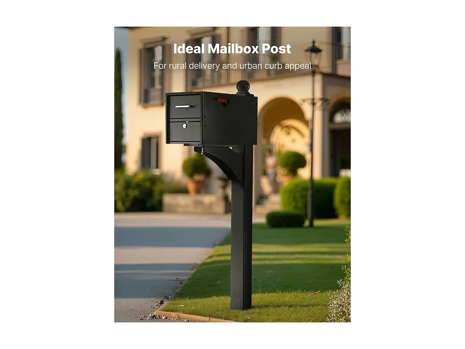 Poste de Caixa de Correio SucceBuy, 143 x 54 x 15 cm, Suporte de Caixa de Correio Embutido Alumínio Revestimento a Pó, com Placa Universal