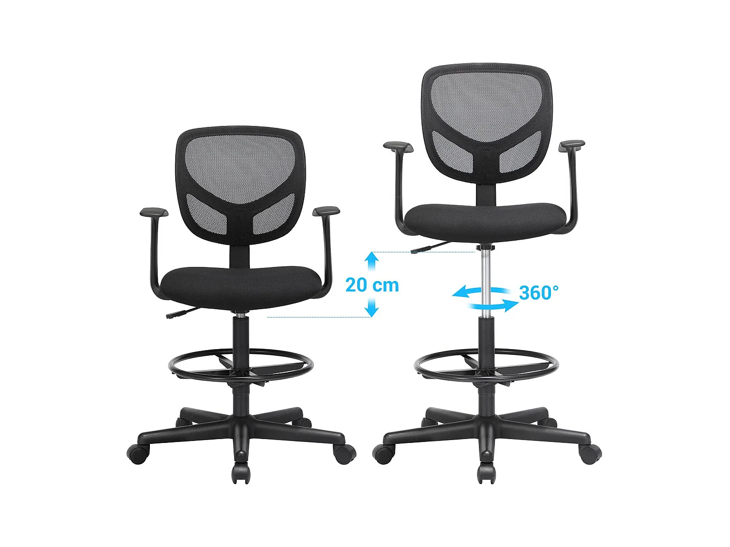 Bürostuhl mit verstellbarem Fußring