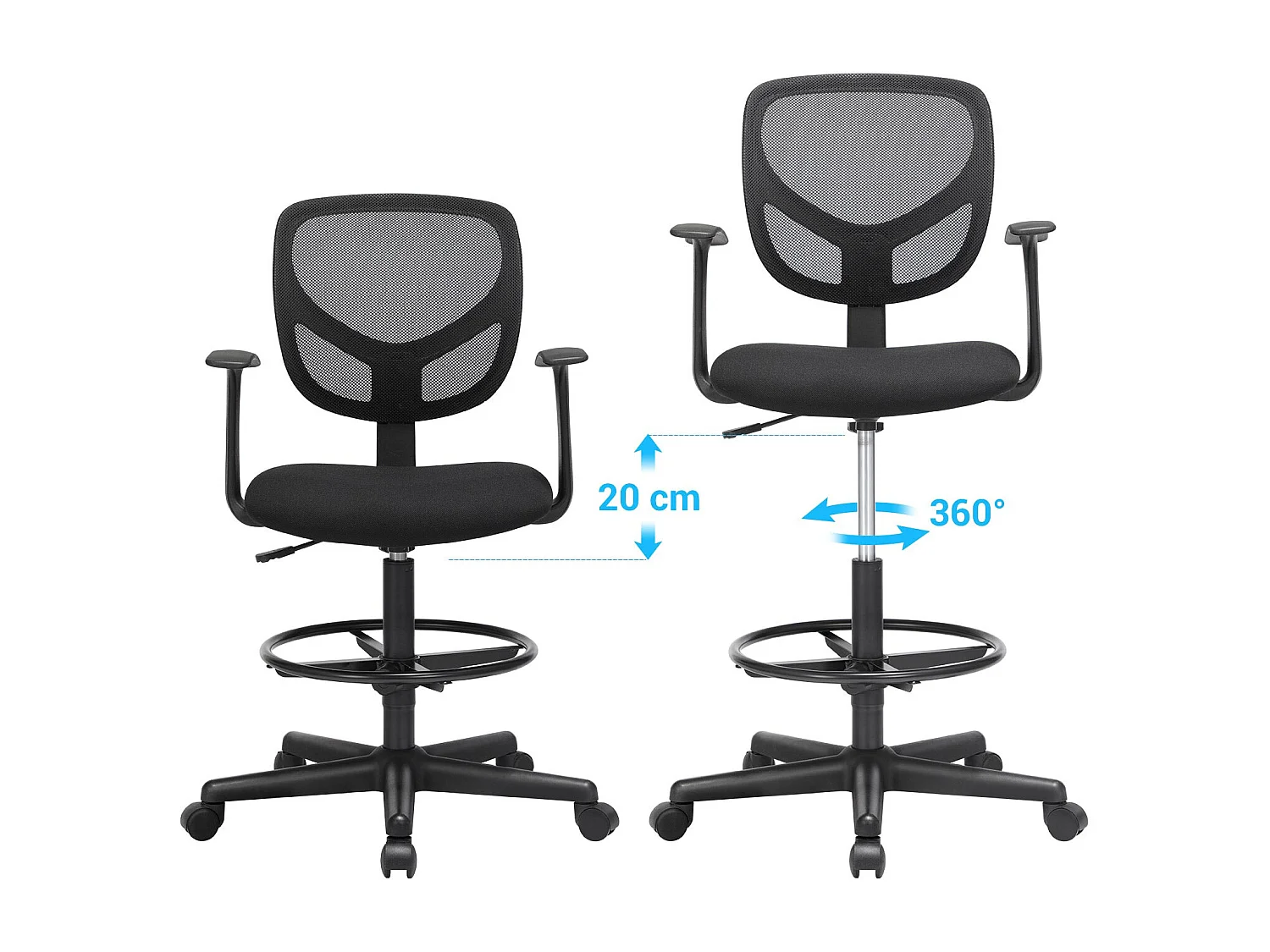 Bürostuhl mit verstellbarem Fußring