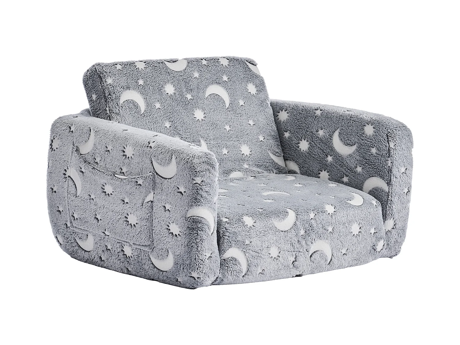 Canapé SucceBuy pour Enfants Convertible, Fauteuil Chaise Longue 2-en-1, Sofa Tout-petits Pliable et Moelleux, Phosphorescent, en Éponge 28D et Peluche