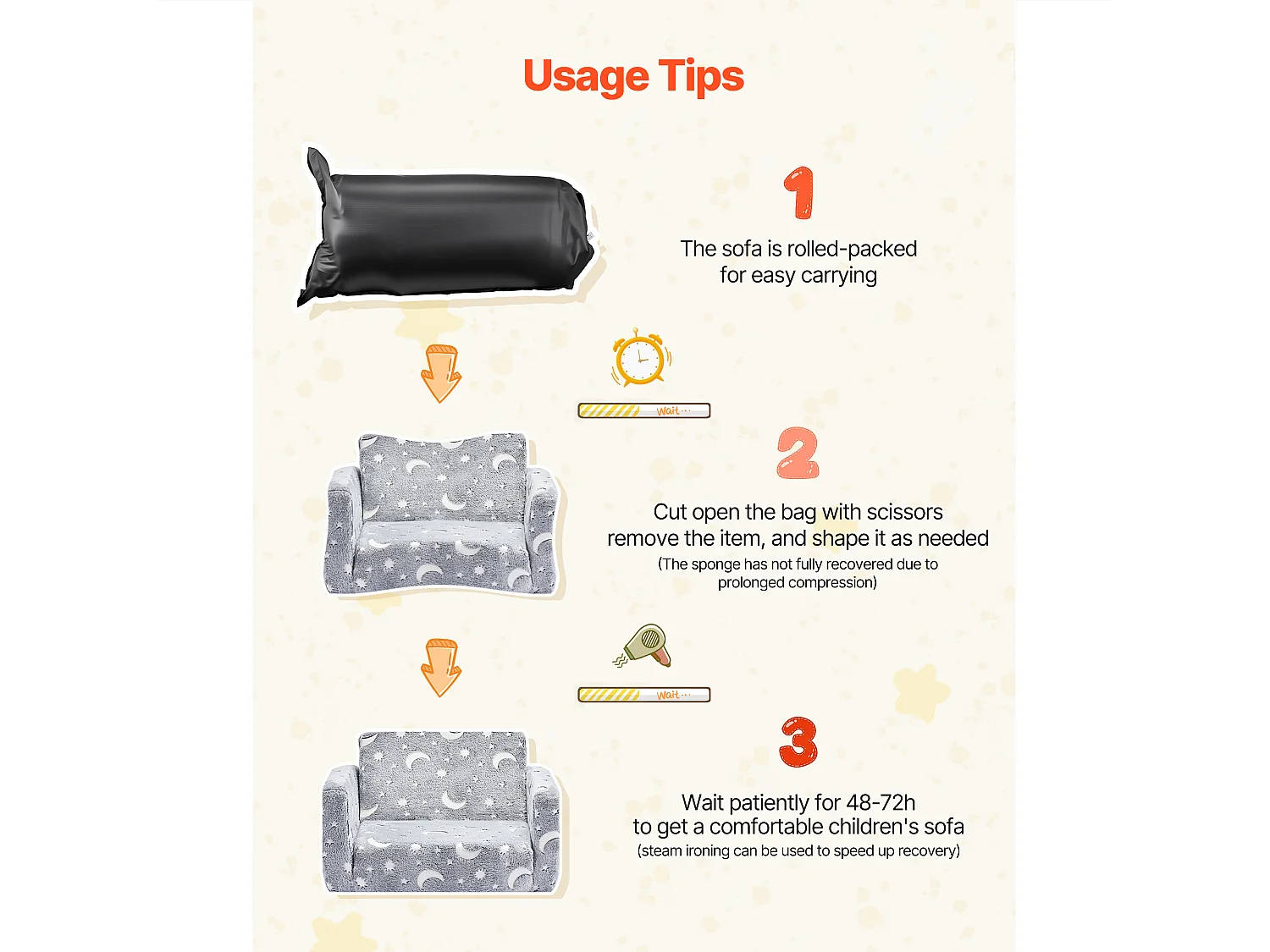 Kinder Sofa SucceBuy Verstellbar, Sessel Liege 2-in-1, Klappbares und Weiches Kleinkinder Sofa, Phosphoreszierend, aus 28D Schwamm und Plüsch